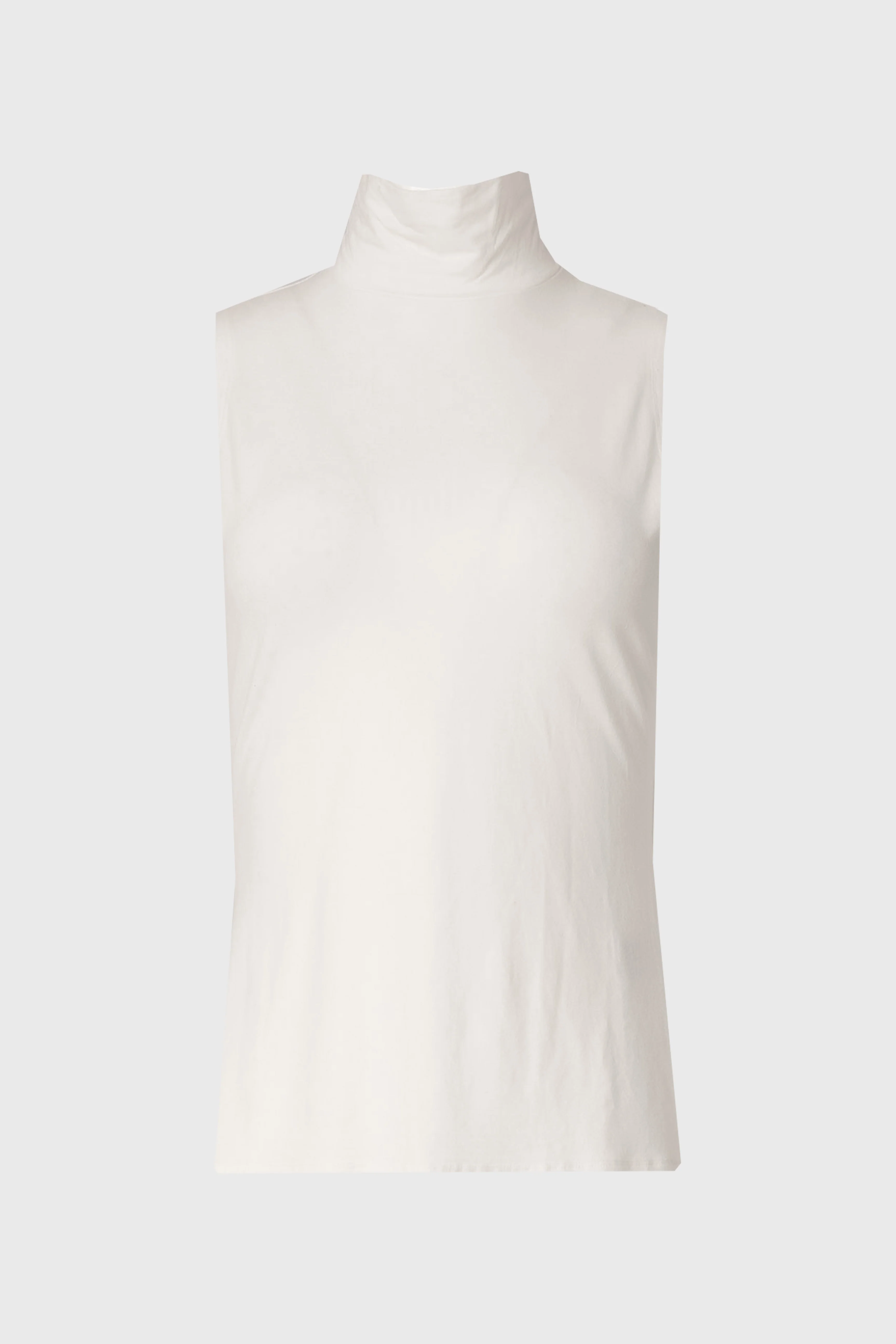 Cream Solid Sleeveless Turtleneck Top - Image 5