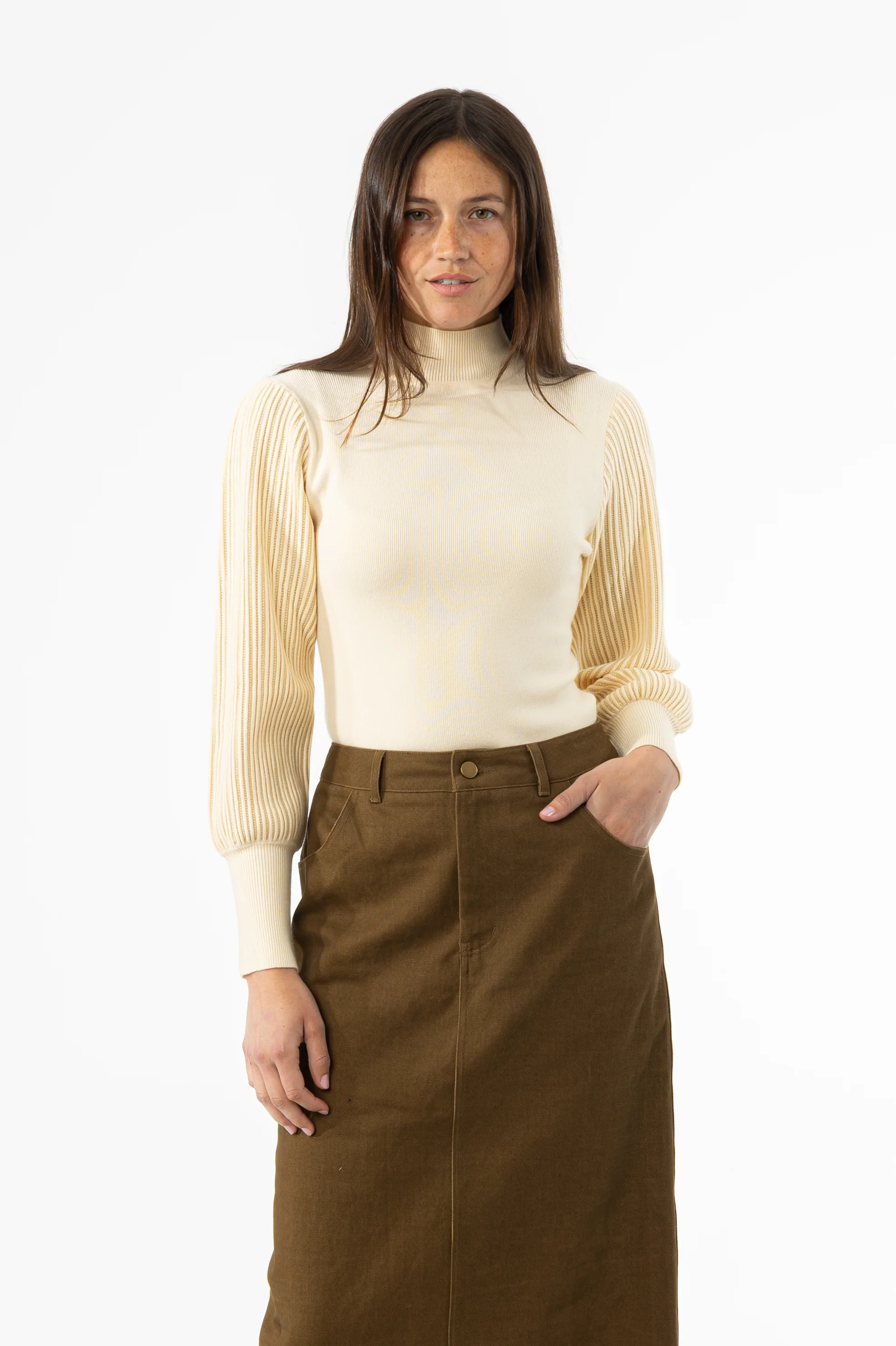 Cream Sparkle Balloon Sleeve Sweater - Image 4