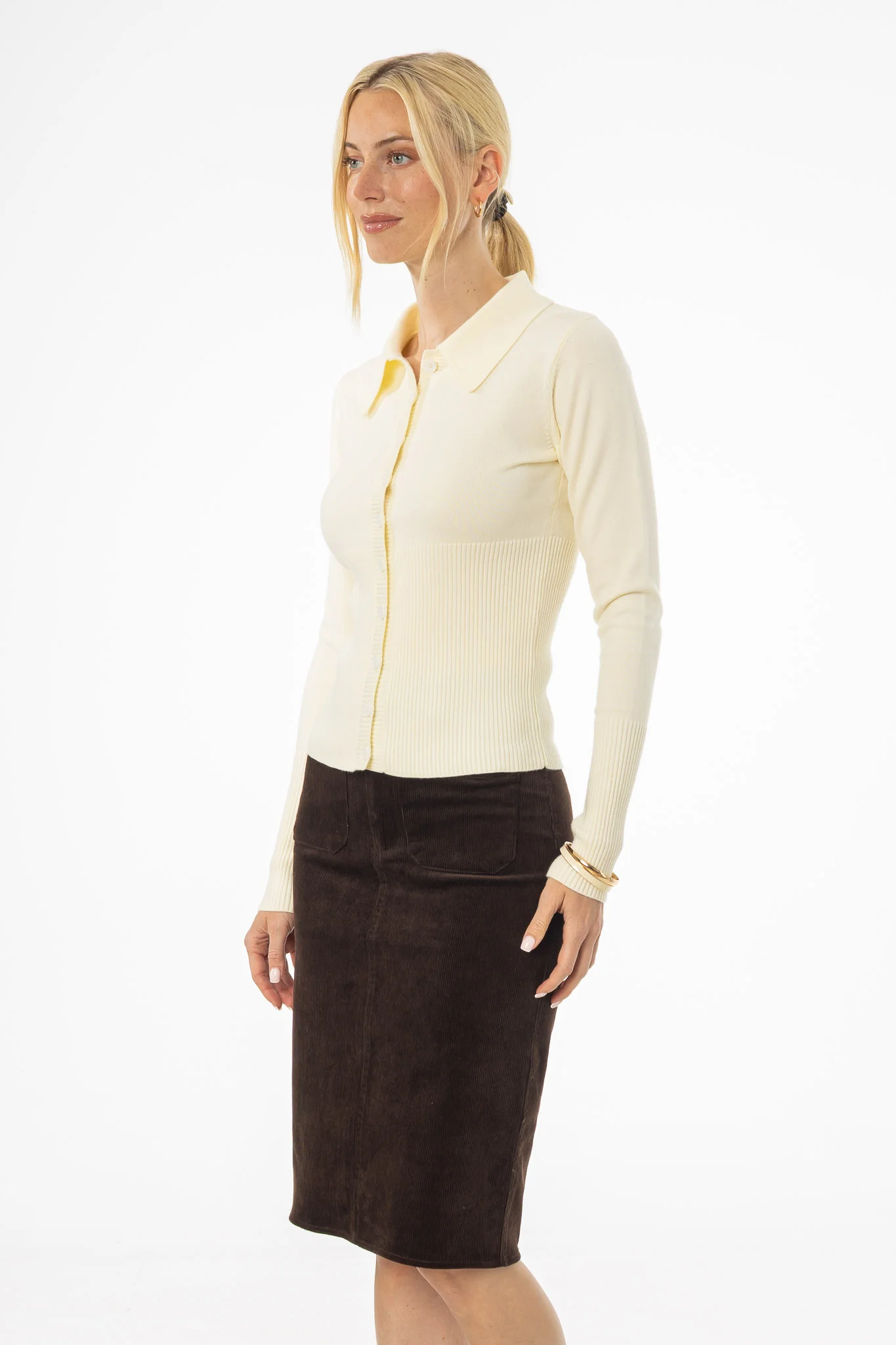 Cream Waisted Cardigan - Image 3