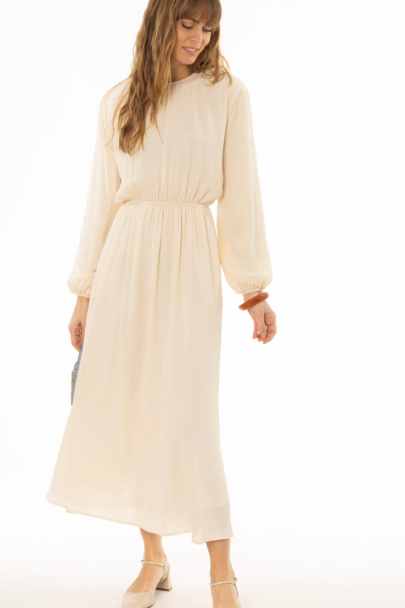 Cream Waisted Maxi Dress - Image 2
