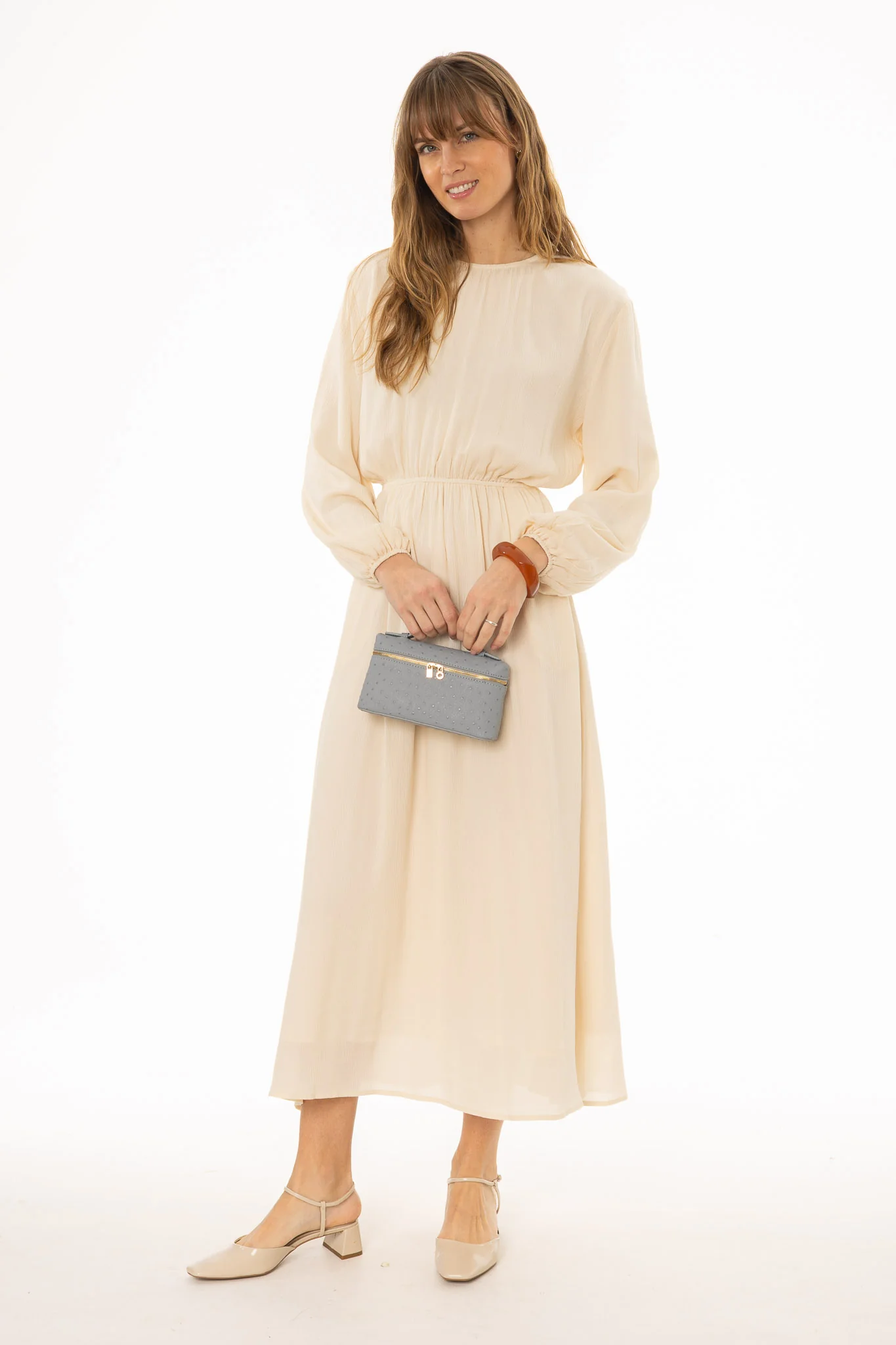 Cream Waisted Maxi Dress - Image 3