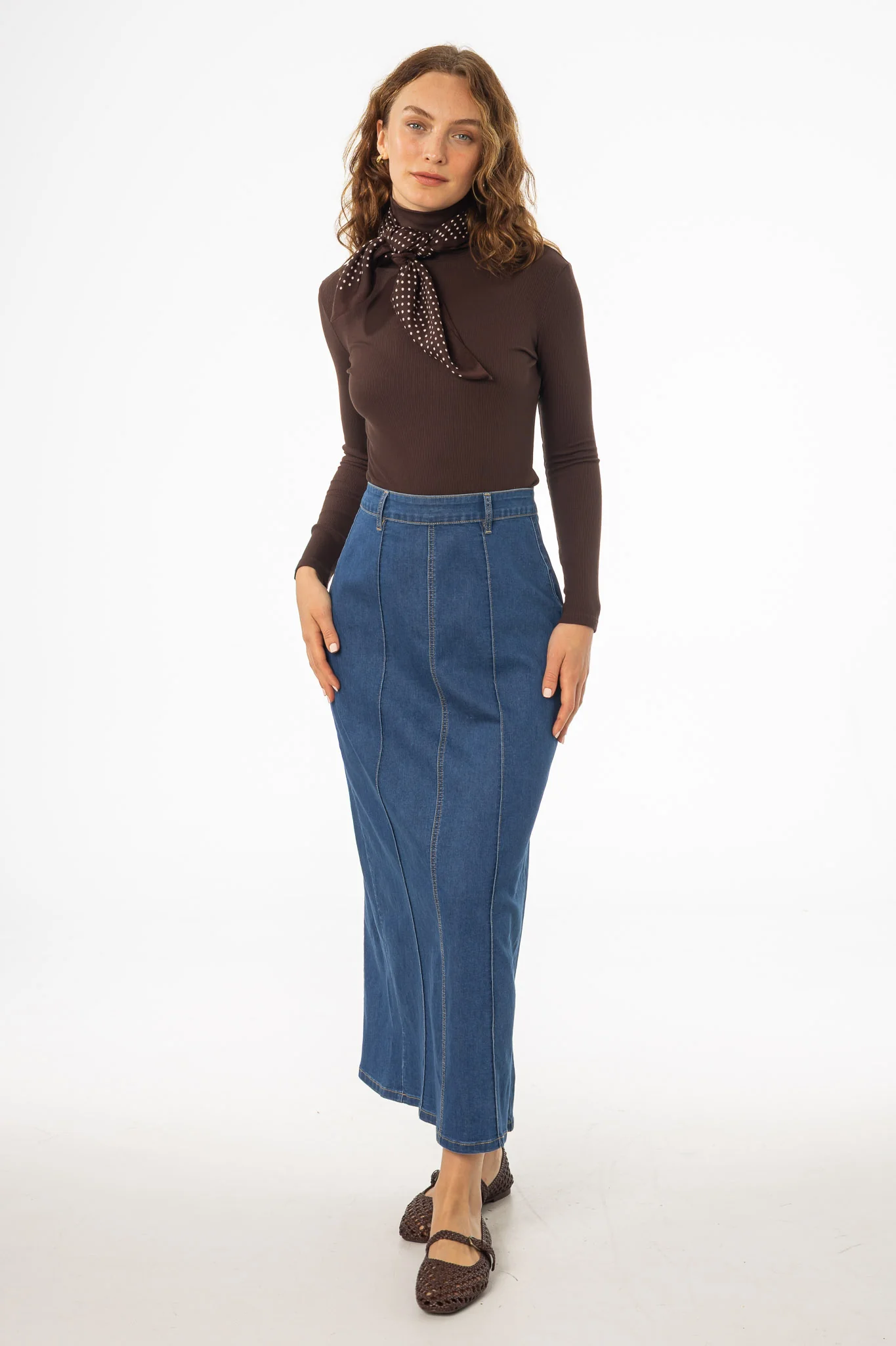 Dark Blue Straight Denim Maxi Skirt - Image 5
