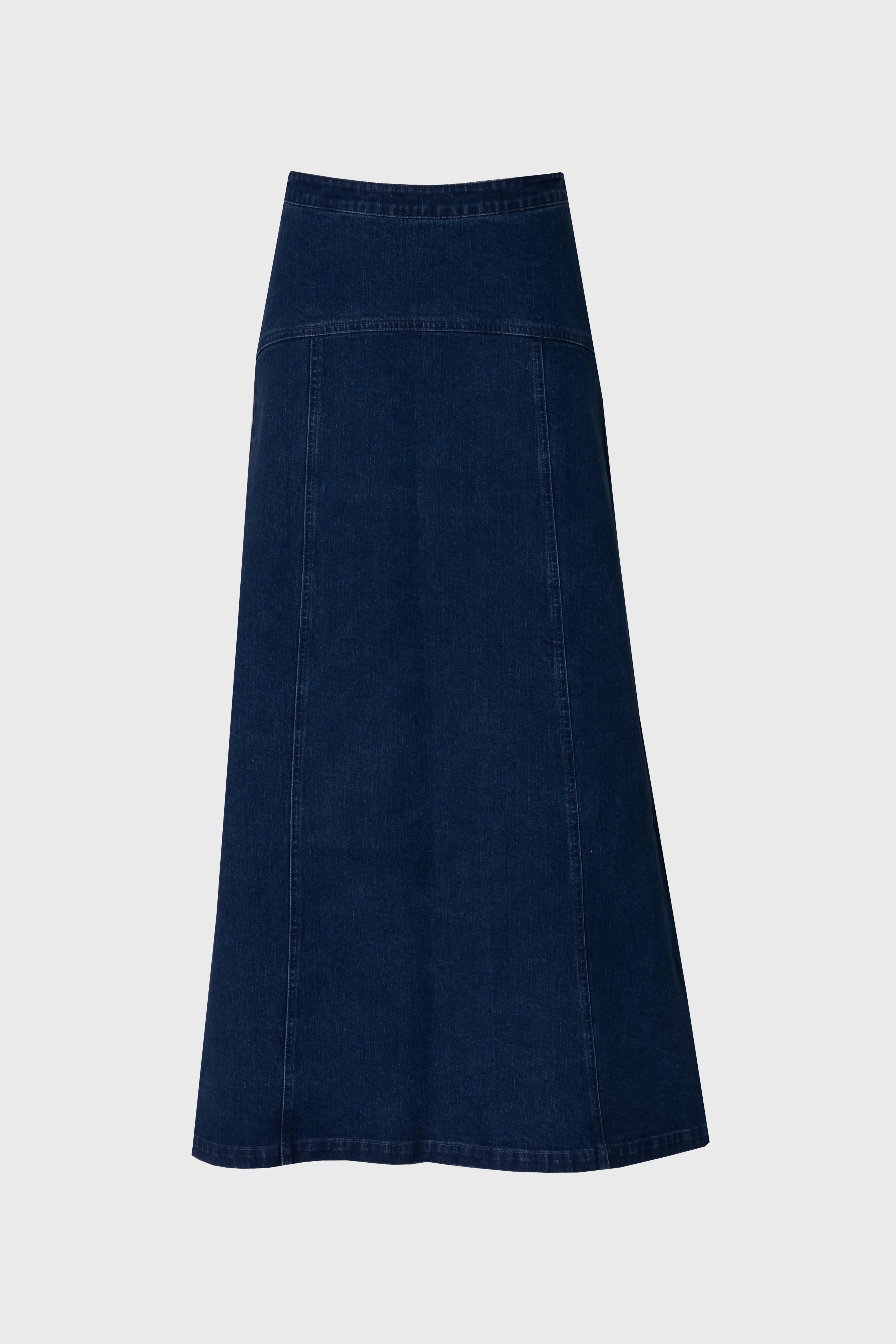 Dark Blue Yoke Seam Denim Skirt - Image 5