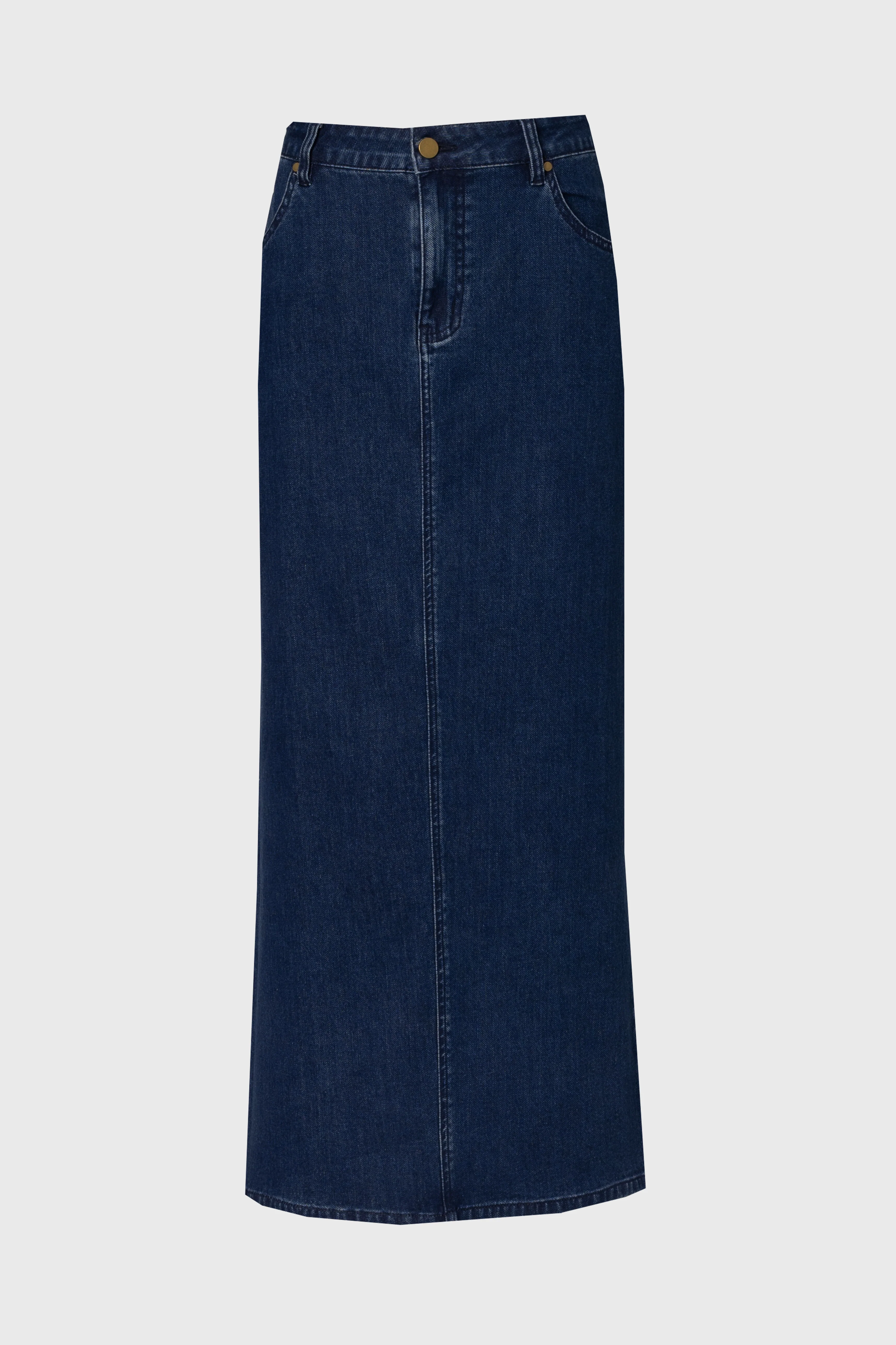Dark Blue Zipper Denim Maxi Skirt - Image 5