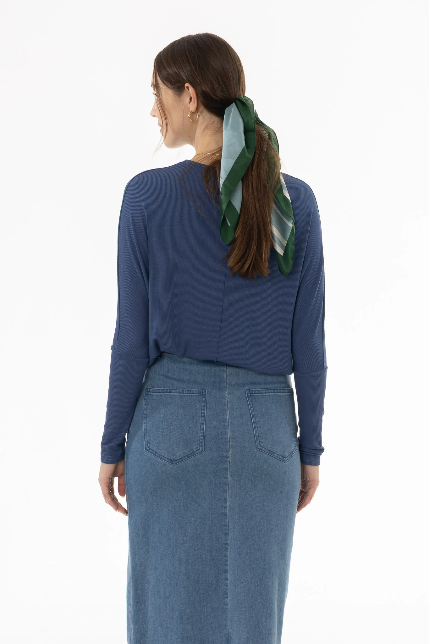 Denim Blue Henley Dolman T-Shirt - Image 4