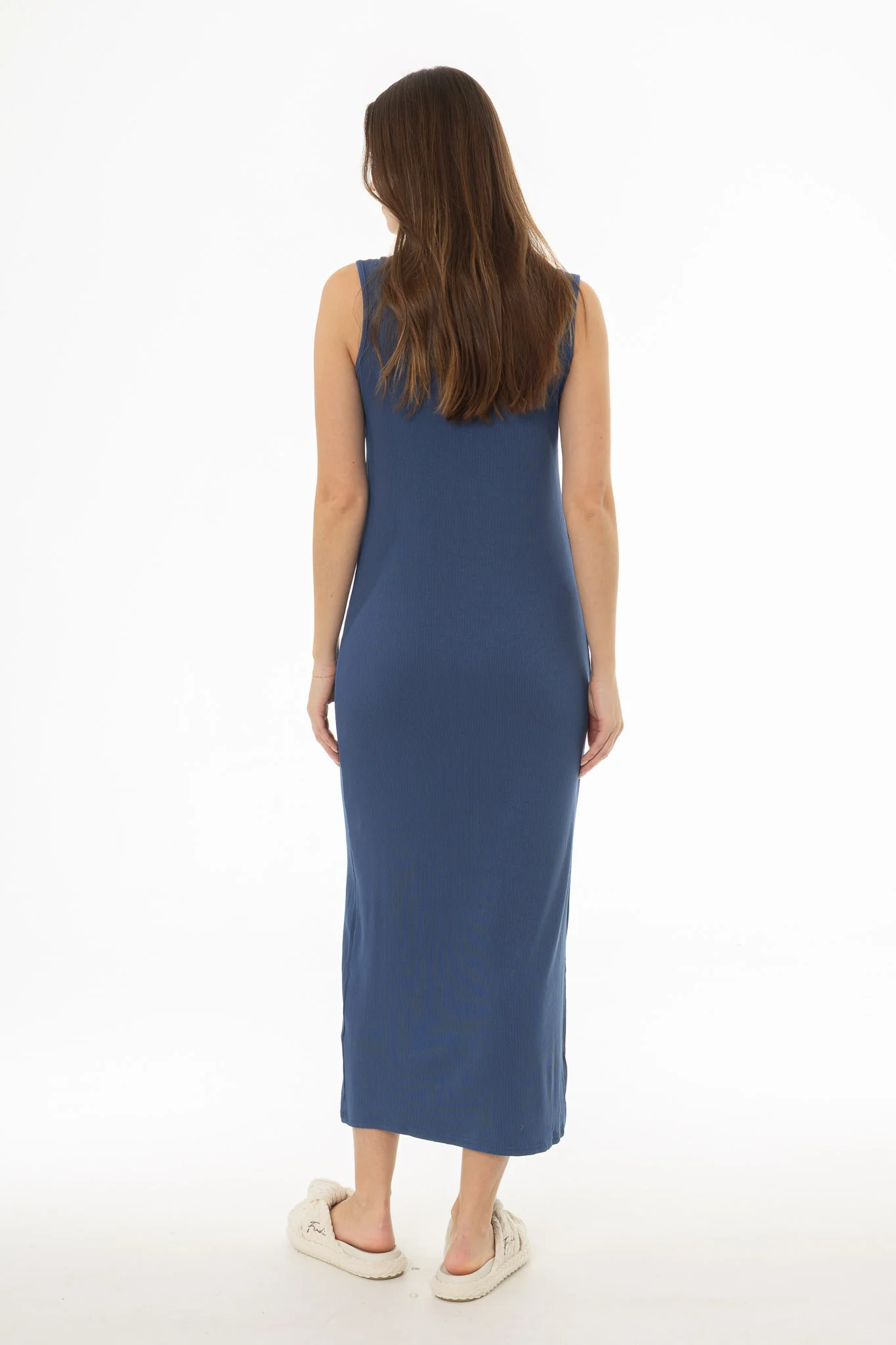 Denim Blue Ribbed Maxi Jumper - Image 4