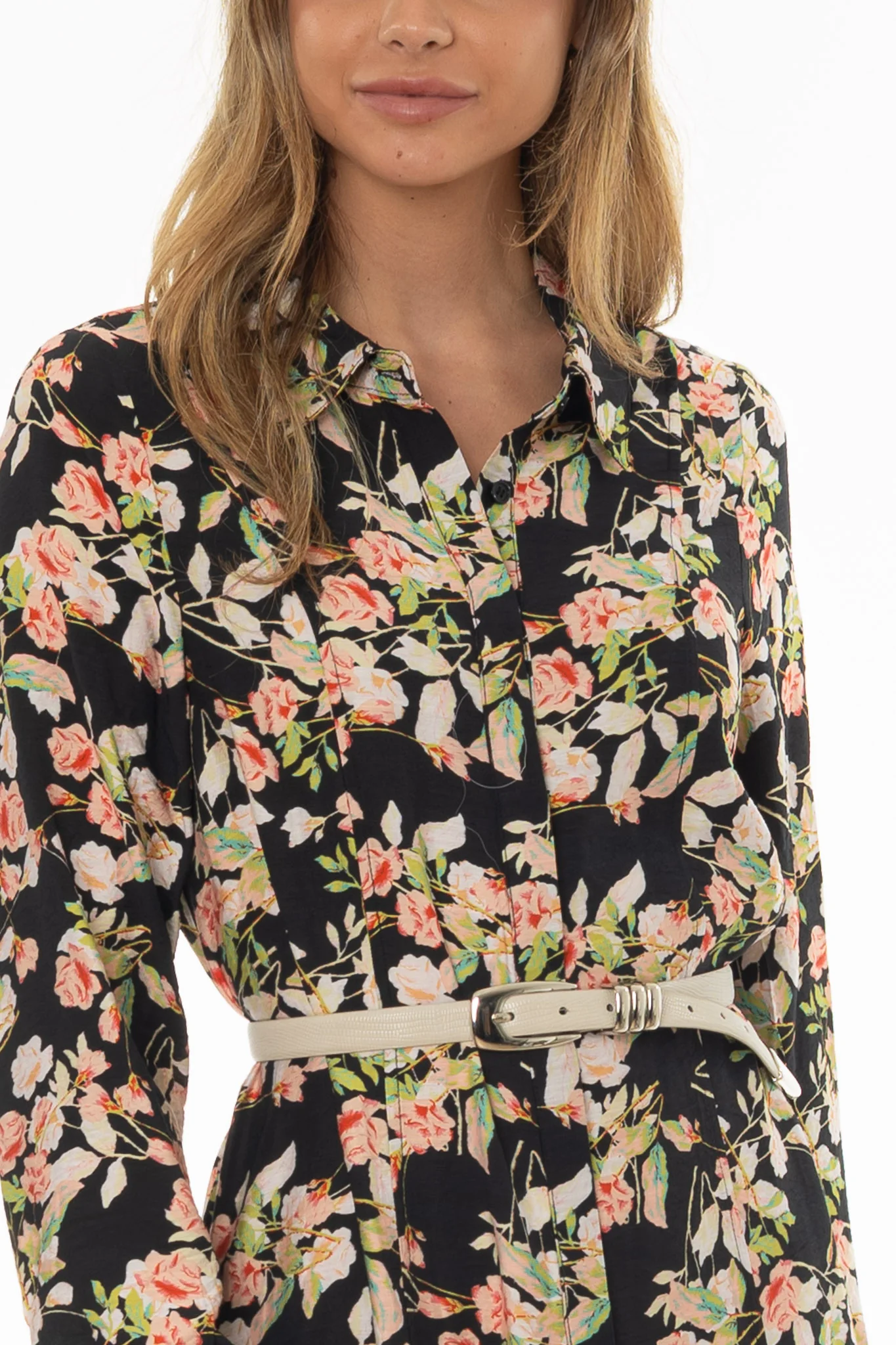 Floral Covered Placket Maxi Shirt Dress - Image 2