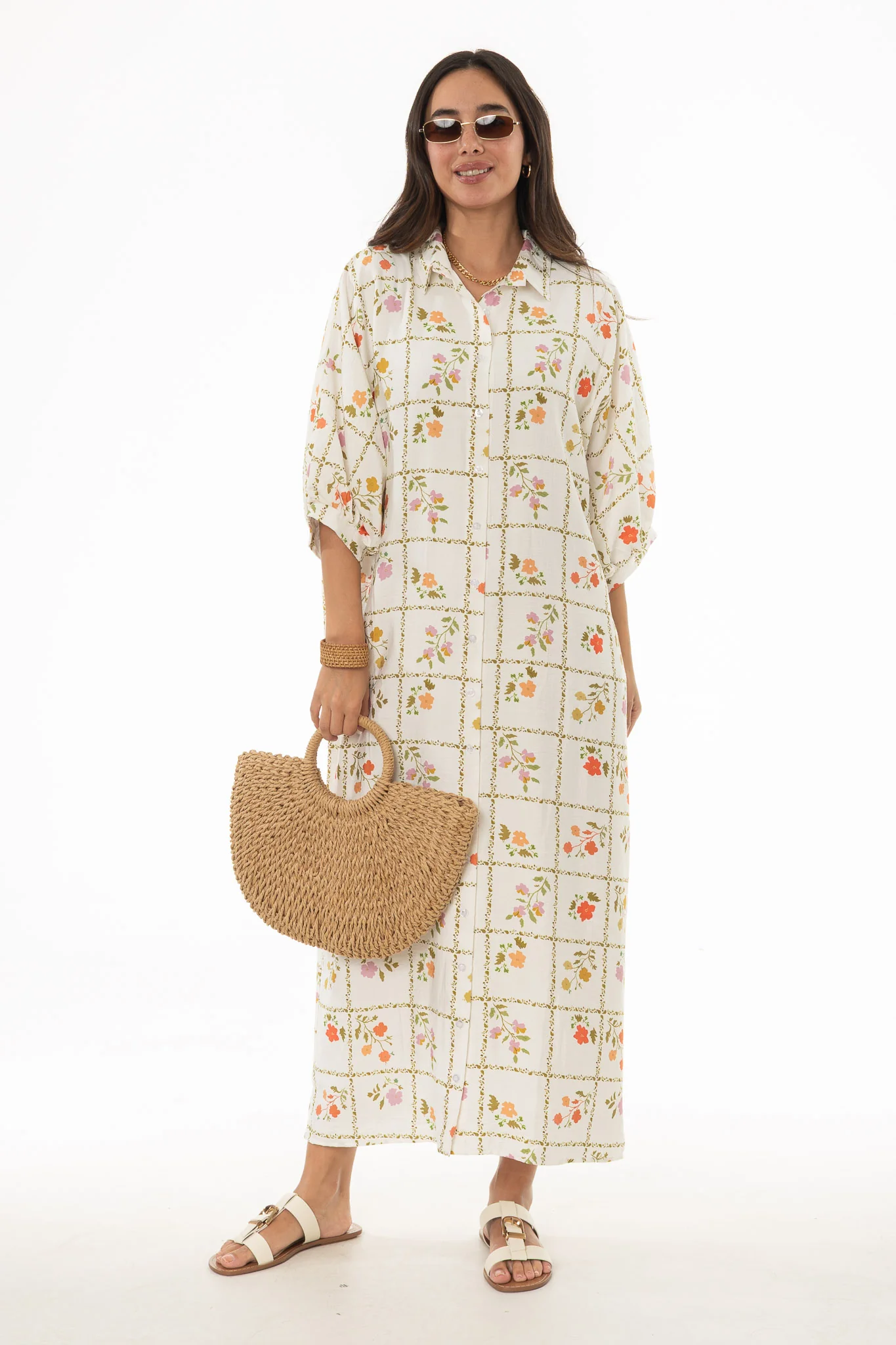 Floral Printed Balloon Sleeve Maxi Dress - Image 5