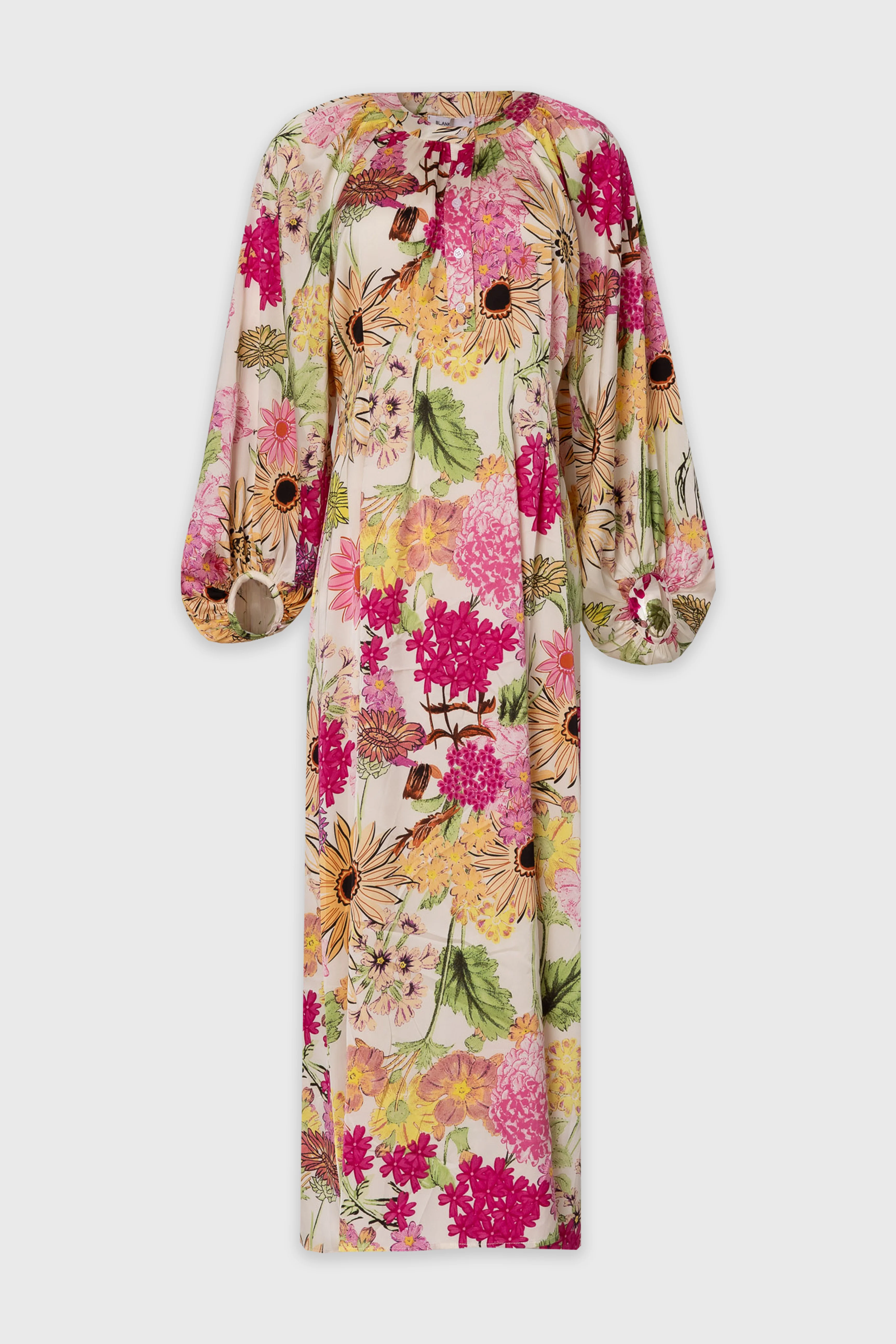 Floral Print Pintuck Balloon Sleeve Maxi Dress - Image 6