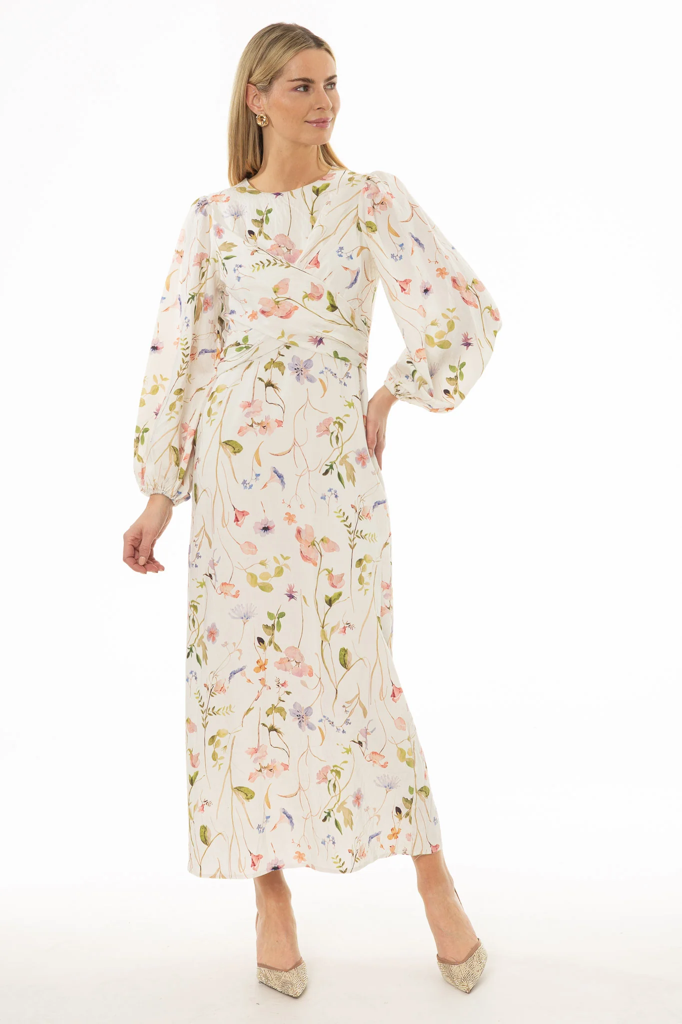 Floral Printed Crossover Maxi Dress - Image 5