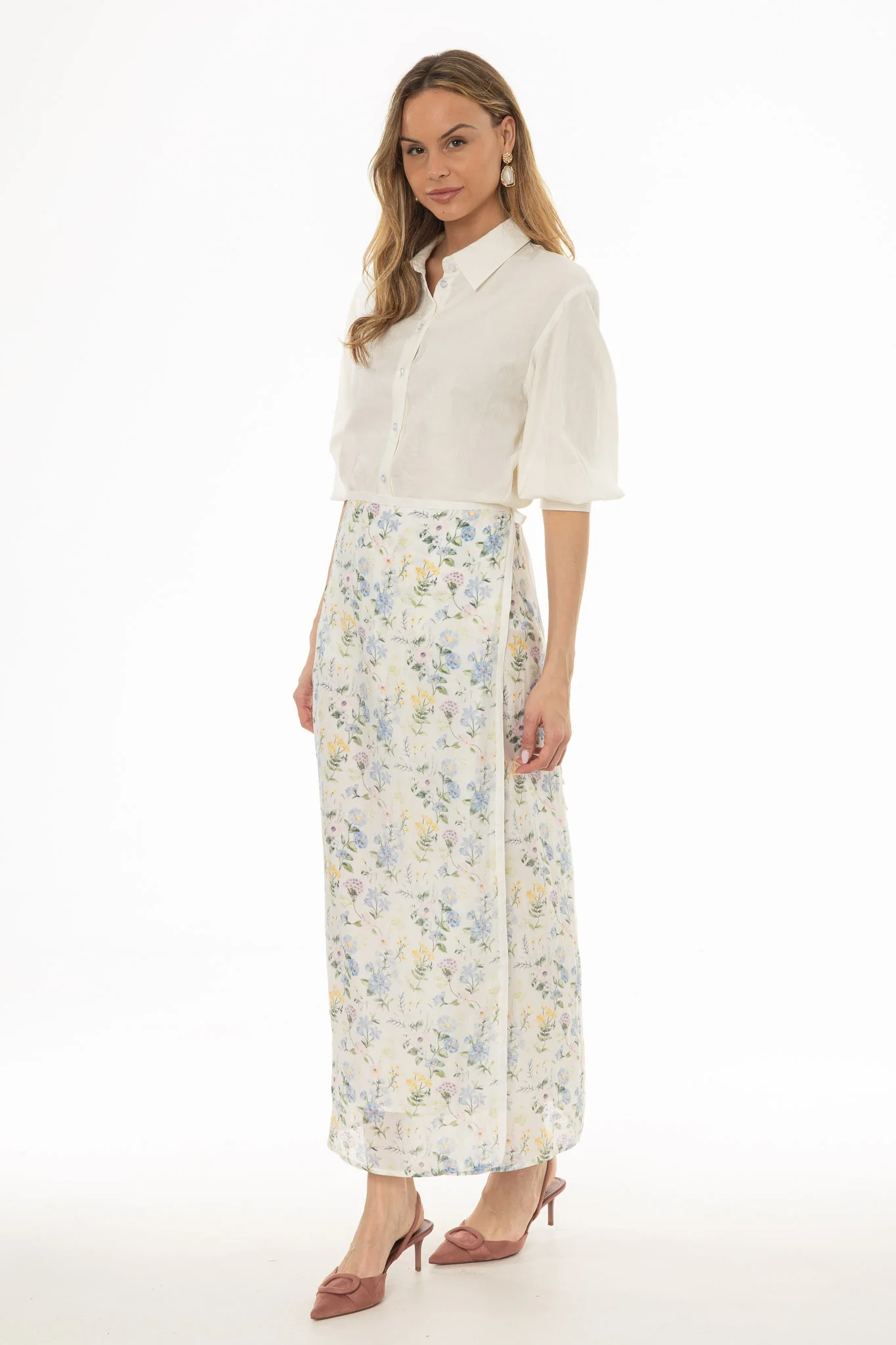 Floral Printed Wrap Skirt - Image 3