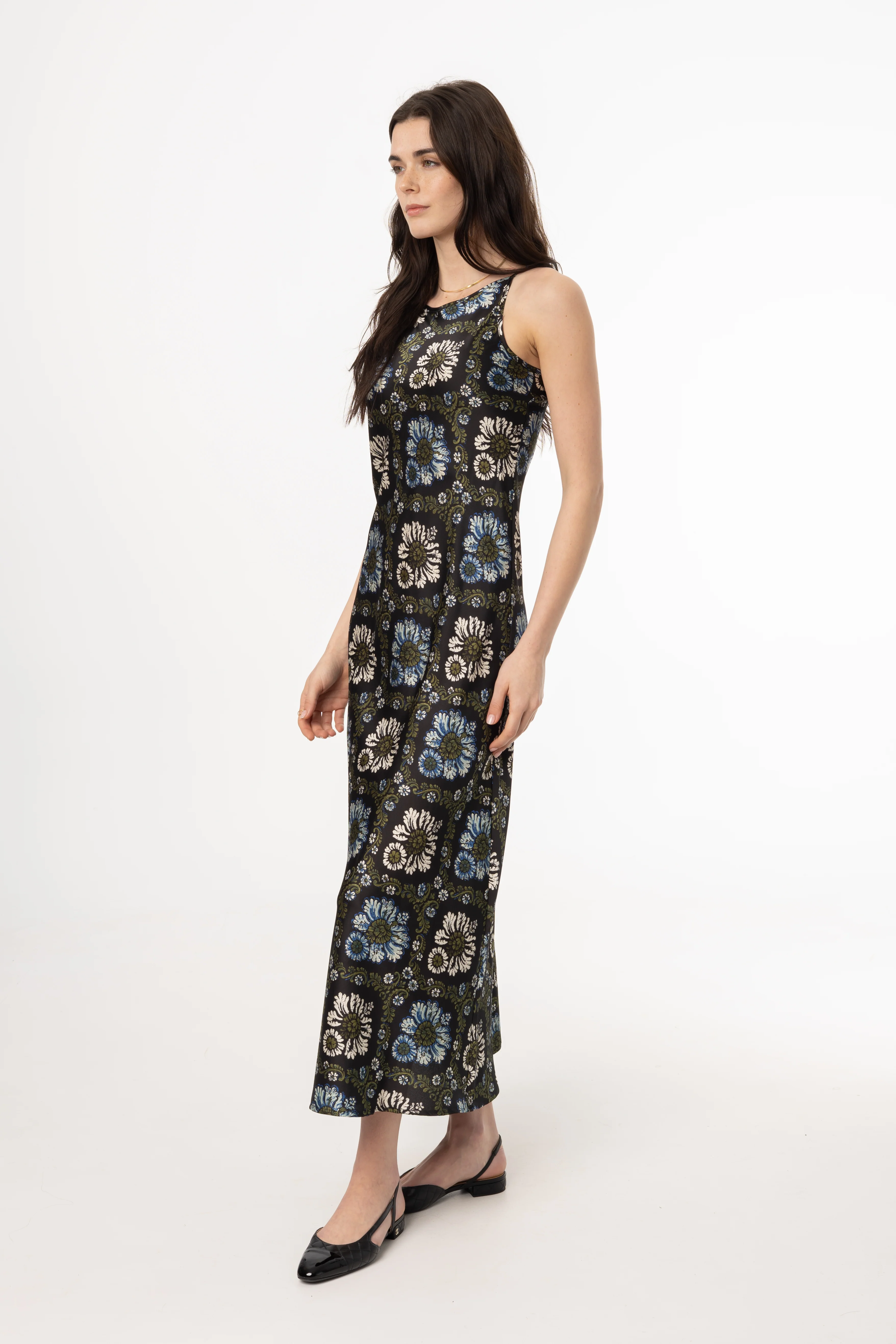 Green and Blue Printed Slip Dress - Image 2