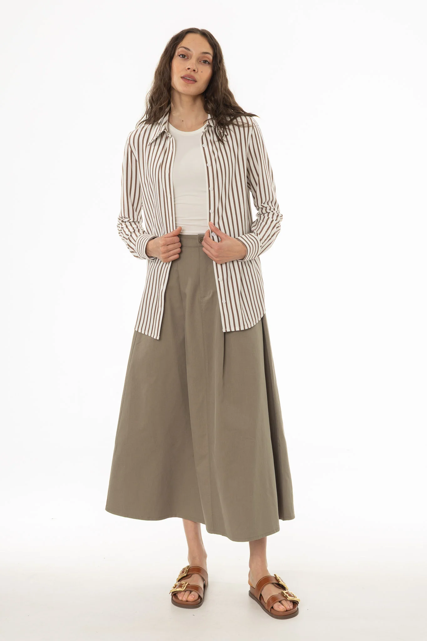 Green Cargo Flare Maxi Skirt - Image 5
