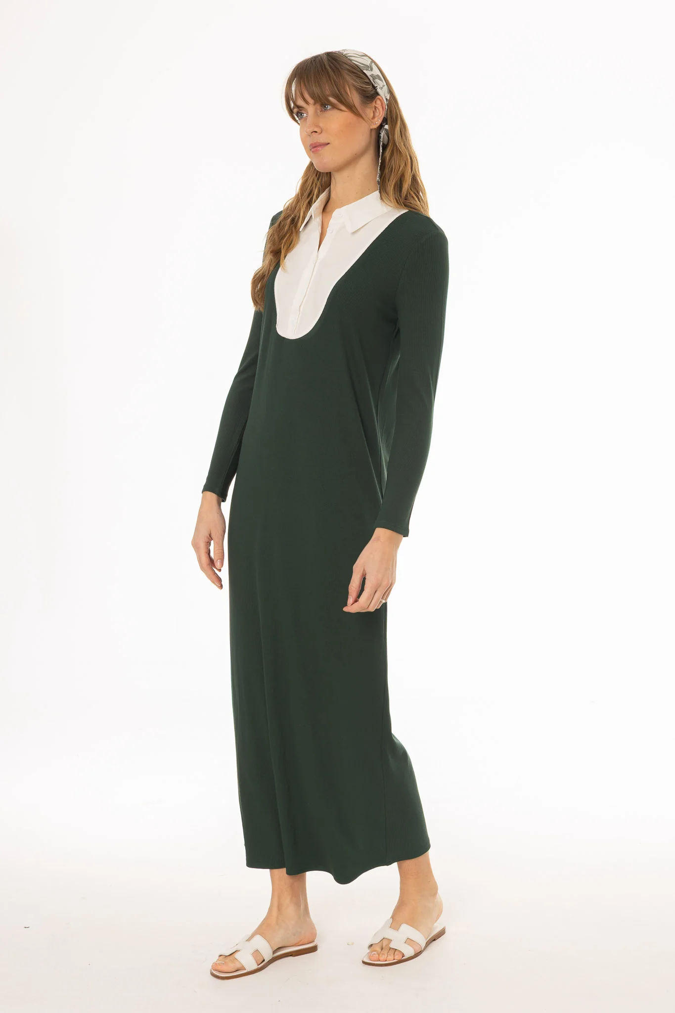Green Combo Blouse Maxi Dress - Image 3
