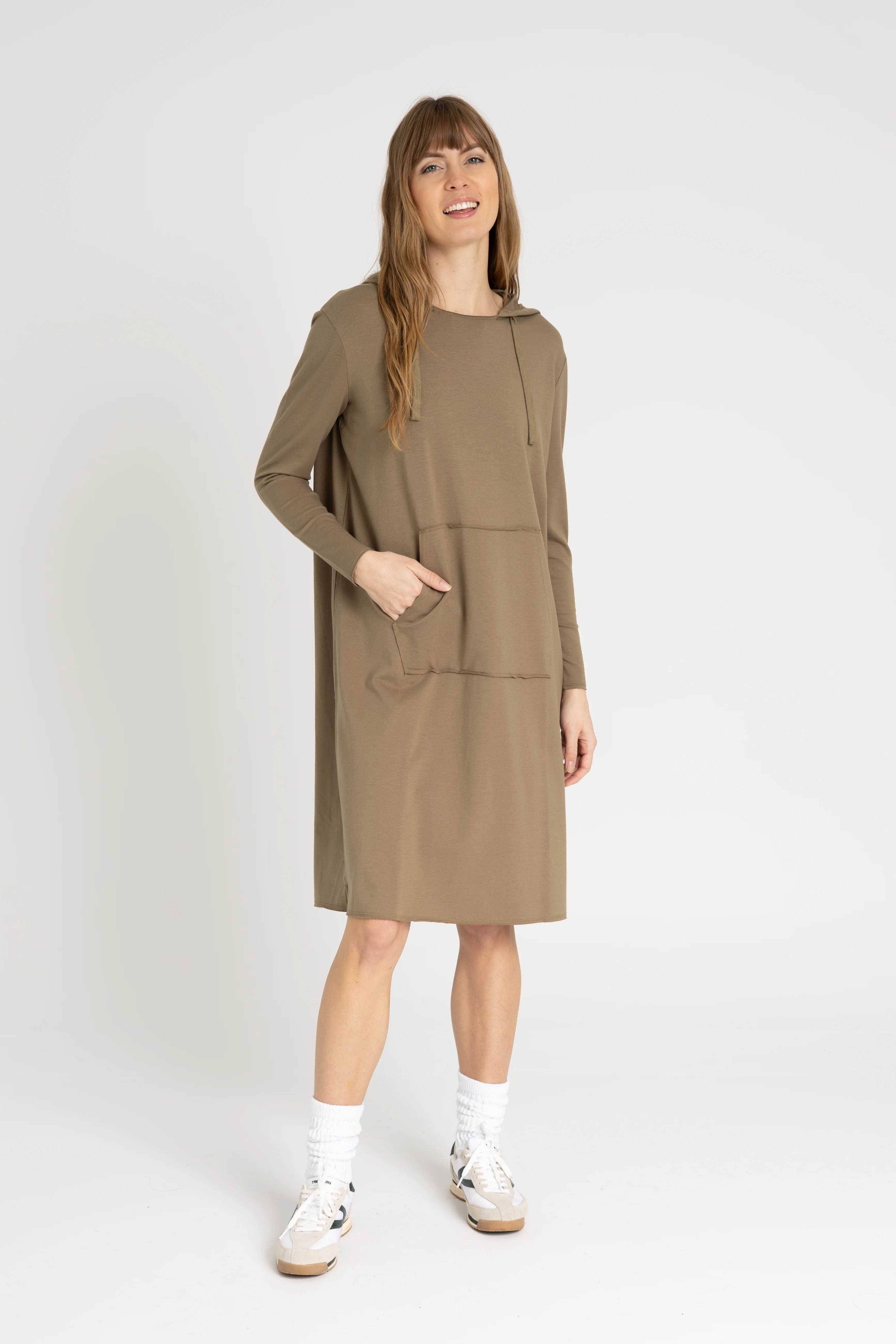 Green Drawstring Hoodie Dress - Image 4