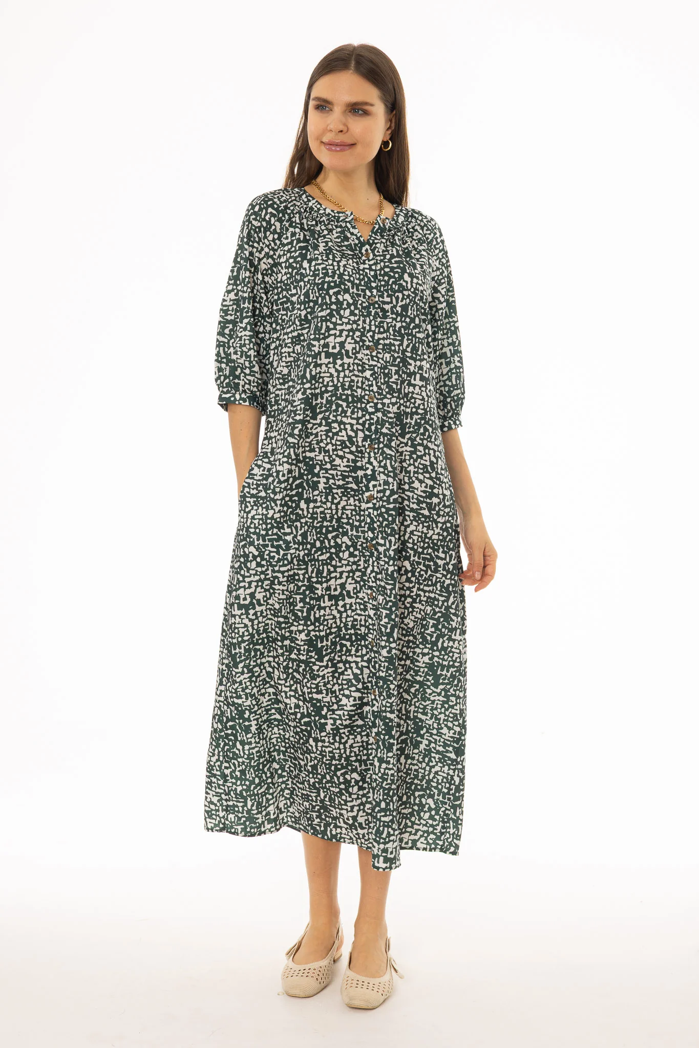 Green Printed Maxi Dress