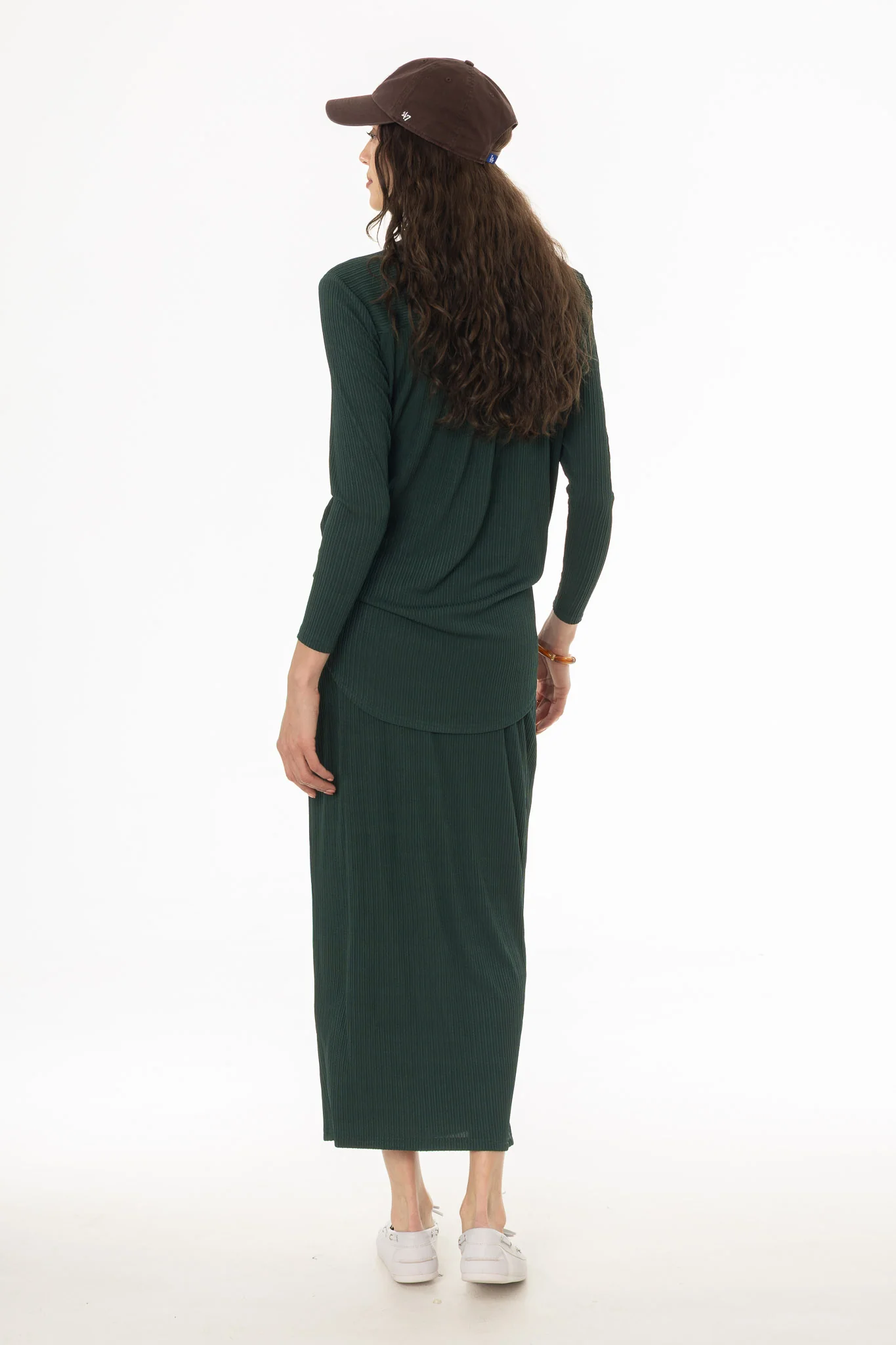 Green Ribbed Textured Skirt Legging - Image 4