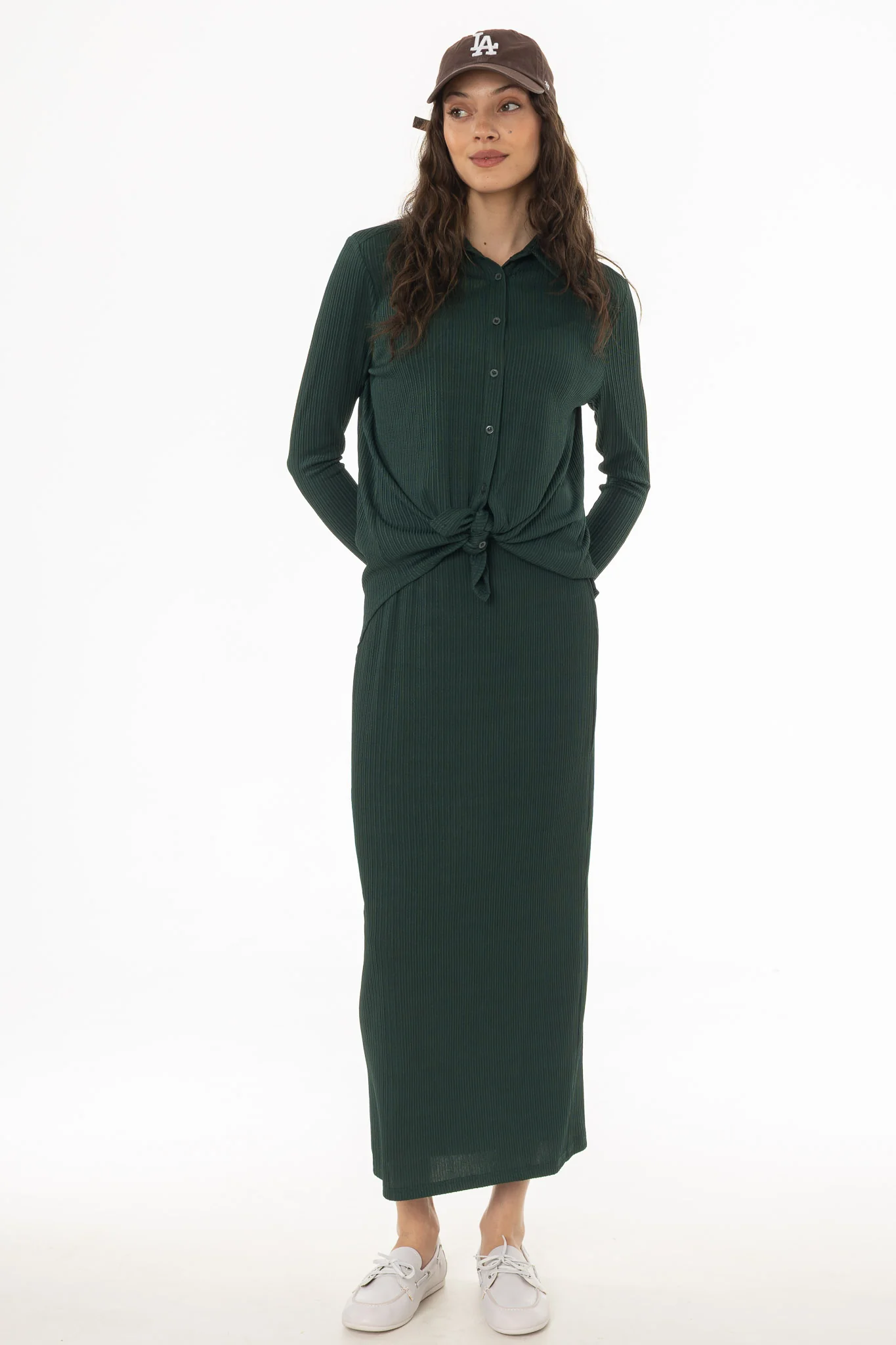 Green Ribbed Textured Skirt Legging - Image 5