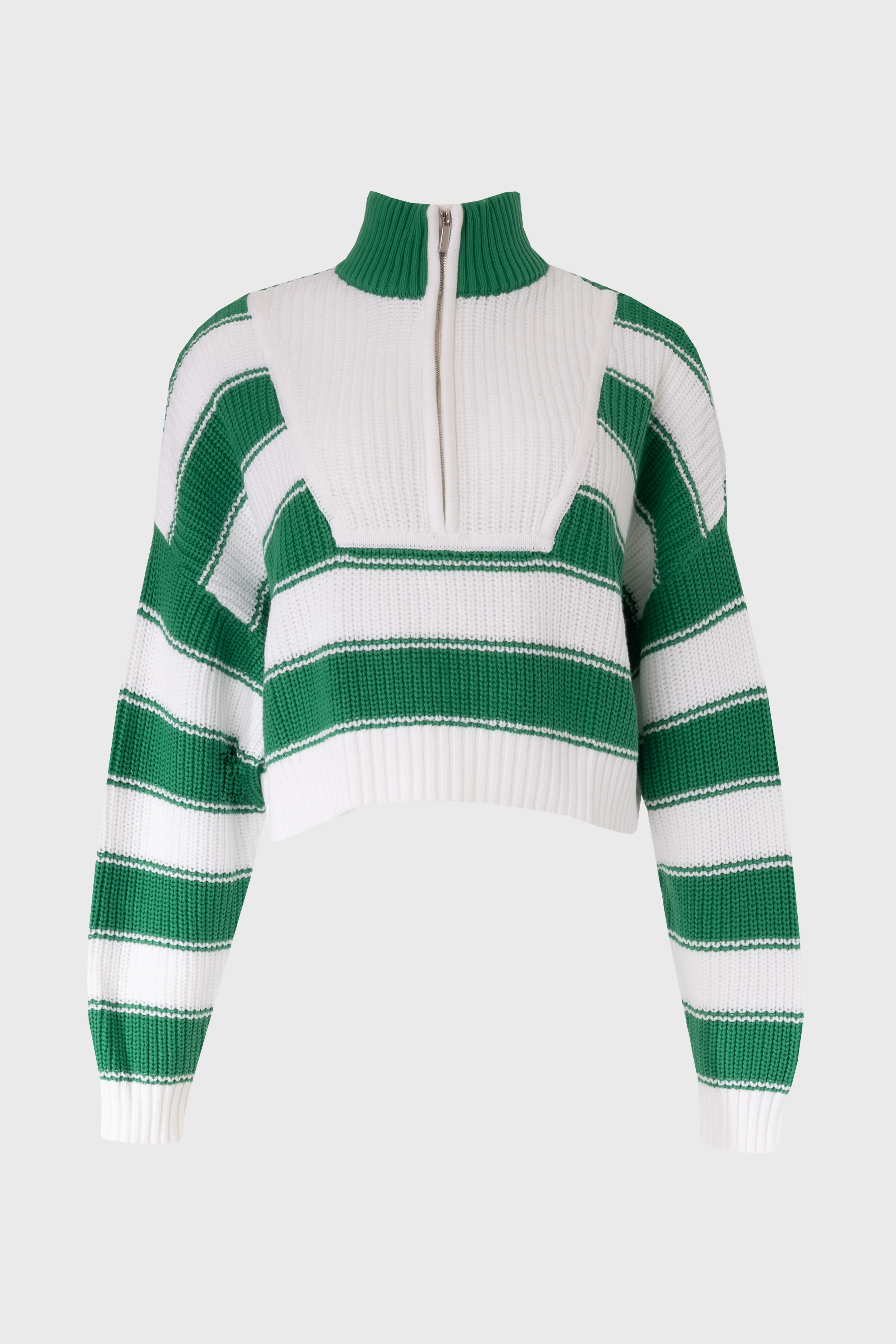 Green Striped Quarter Zip Sweater Top - Image 5