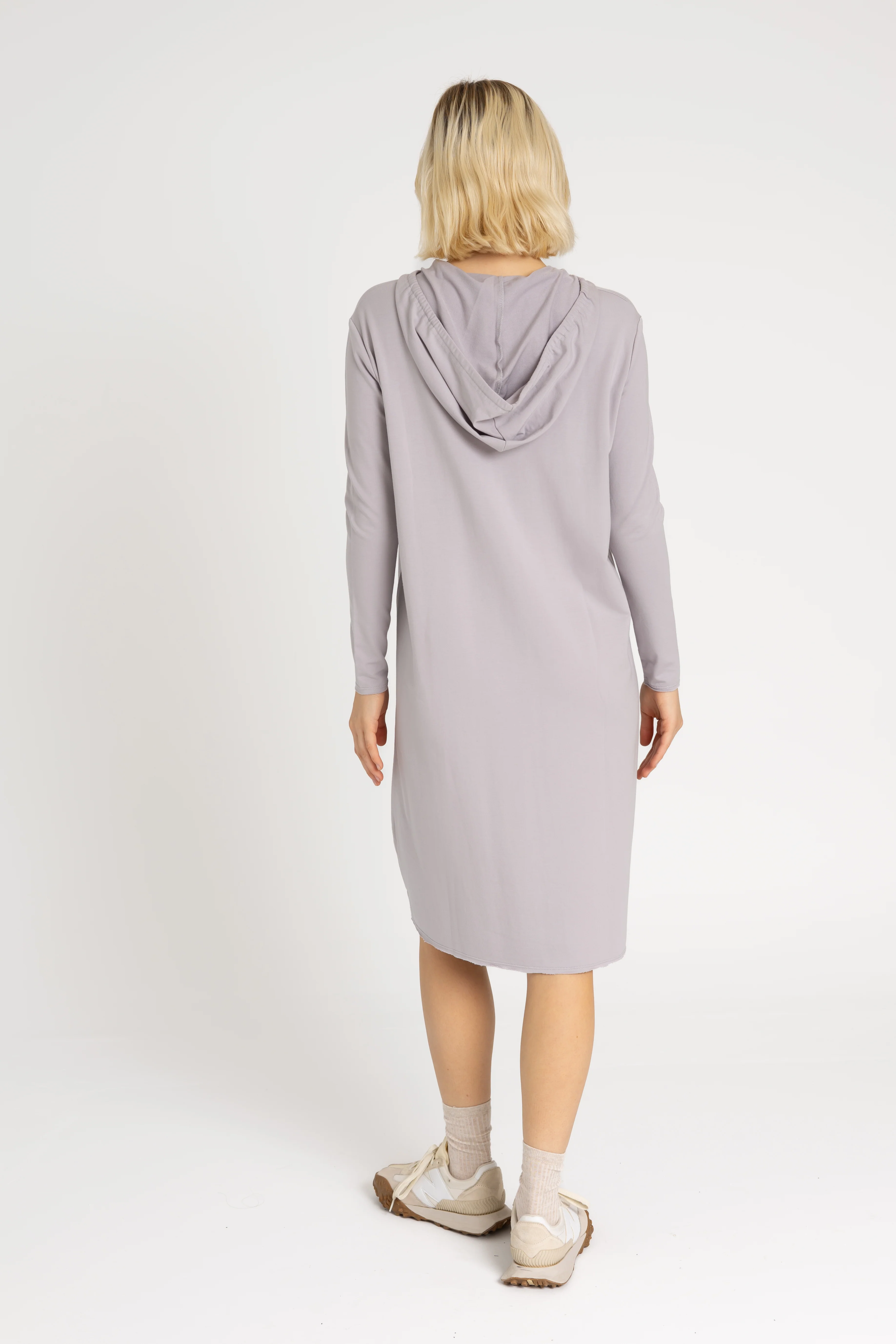 Grey Drawstring Hoodie Dress - Image 3