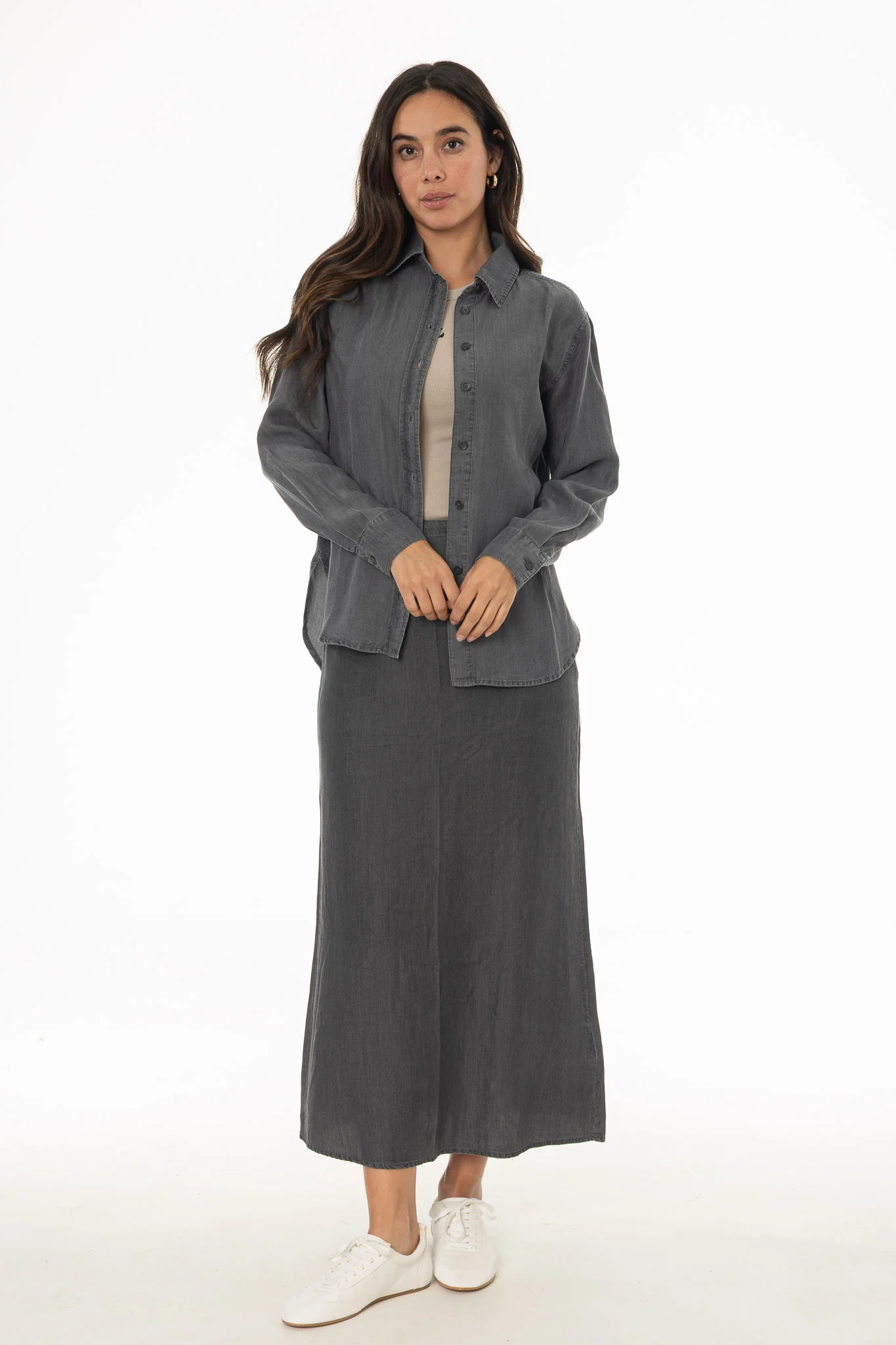 Grey Feather Soft Maxi Skirt - Image 5