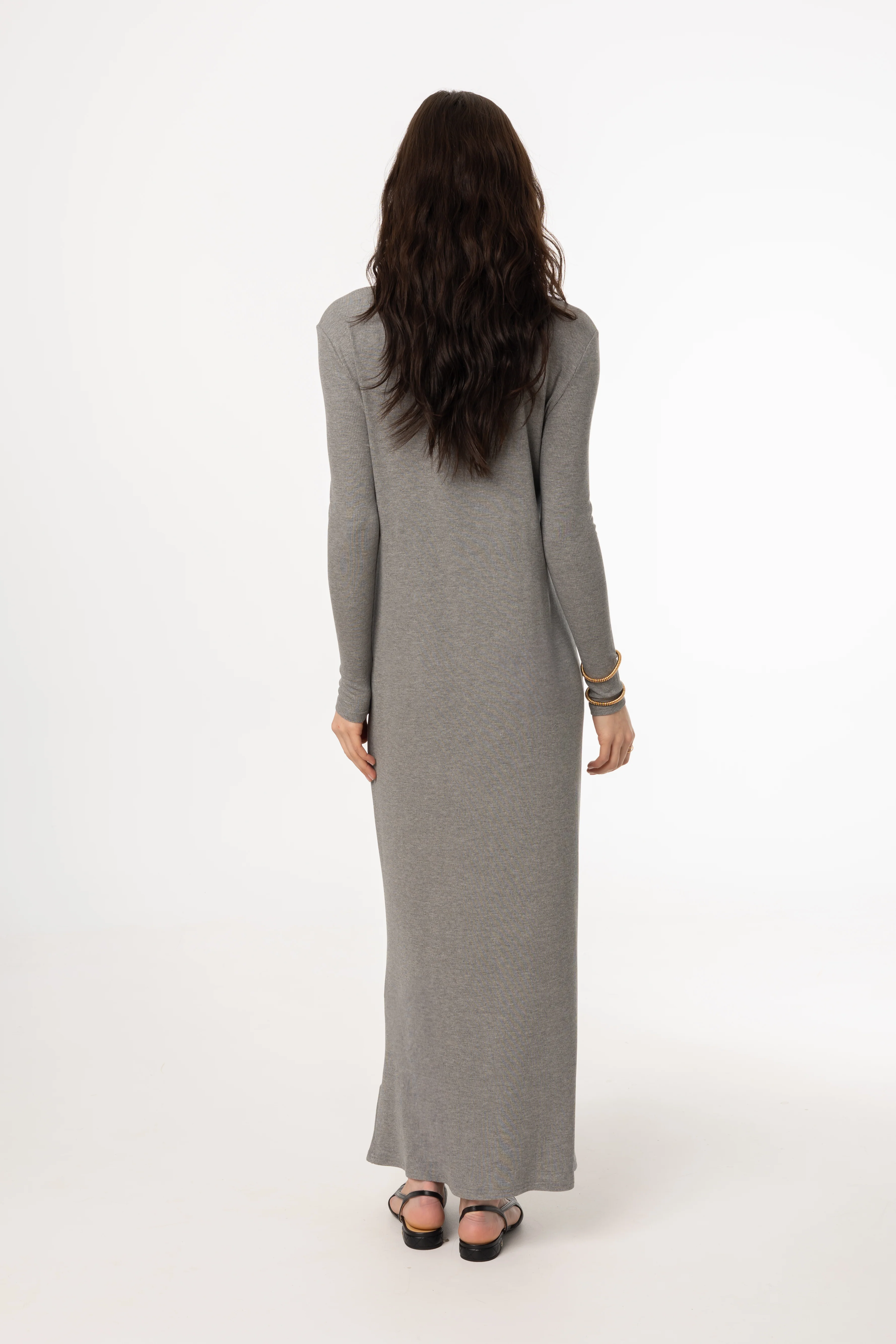 Grey Ruched Cardi Maxi Dress - Image 3