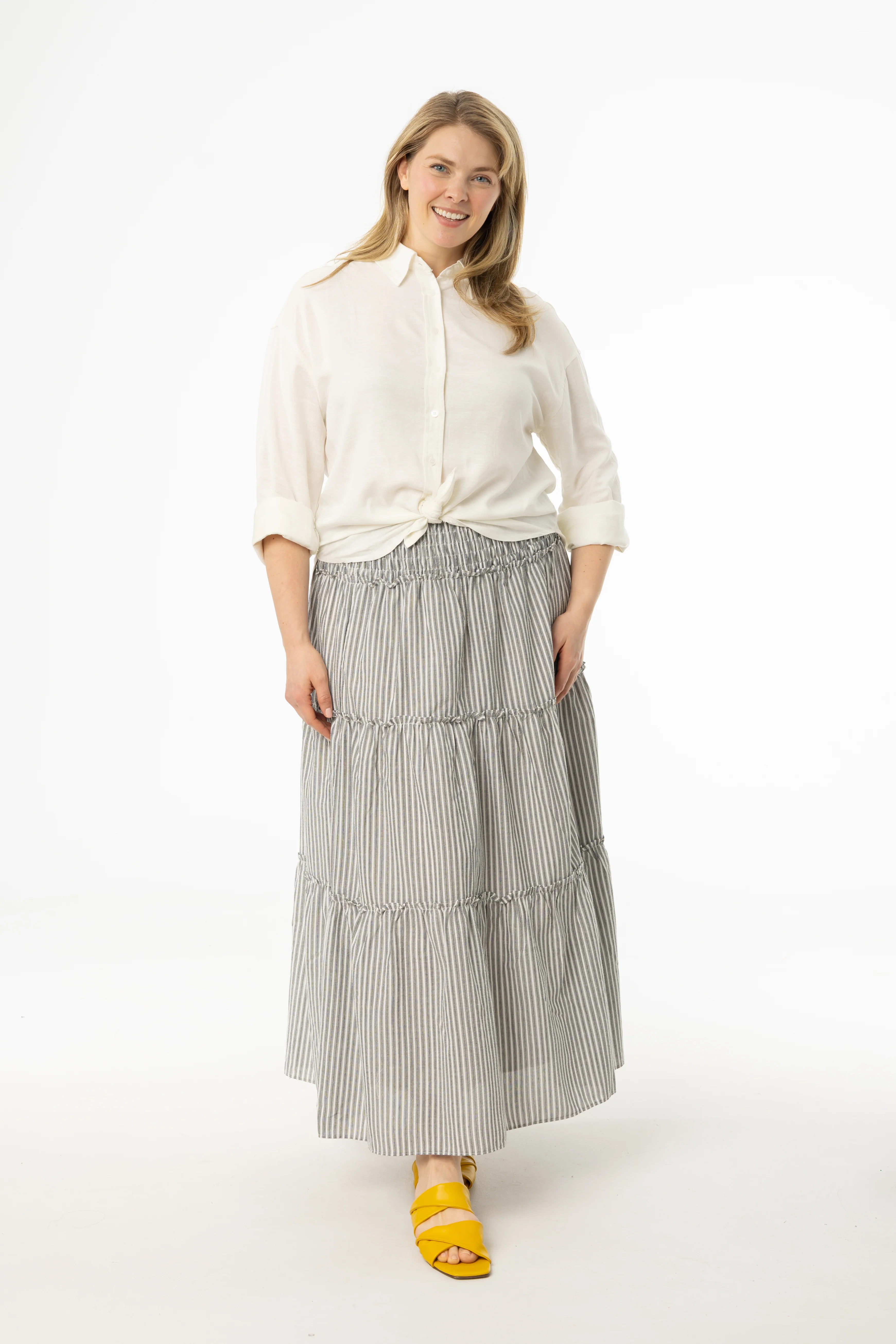 Grey Striped Maxi Skirt - Image 4