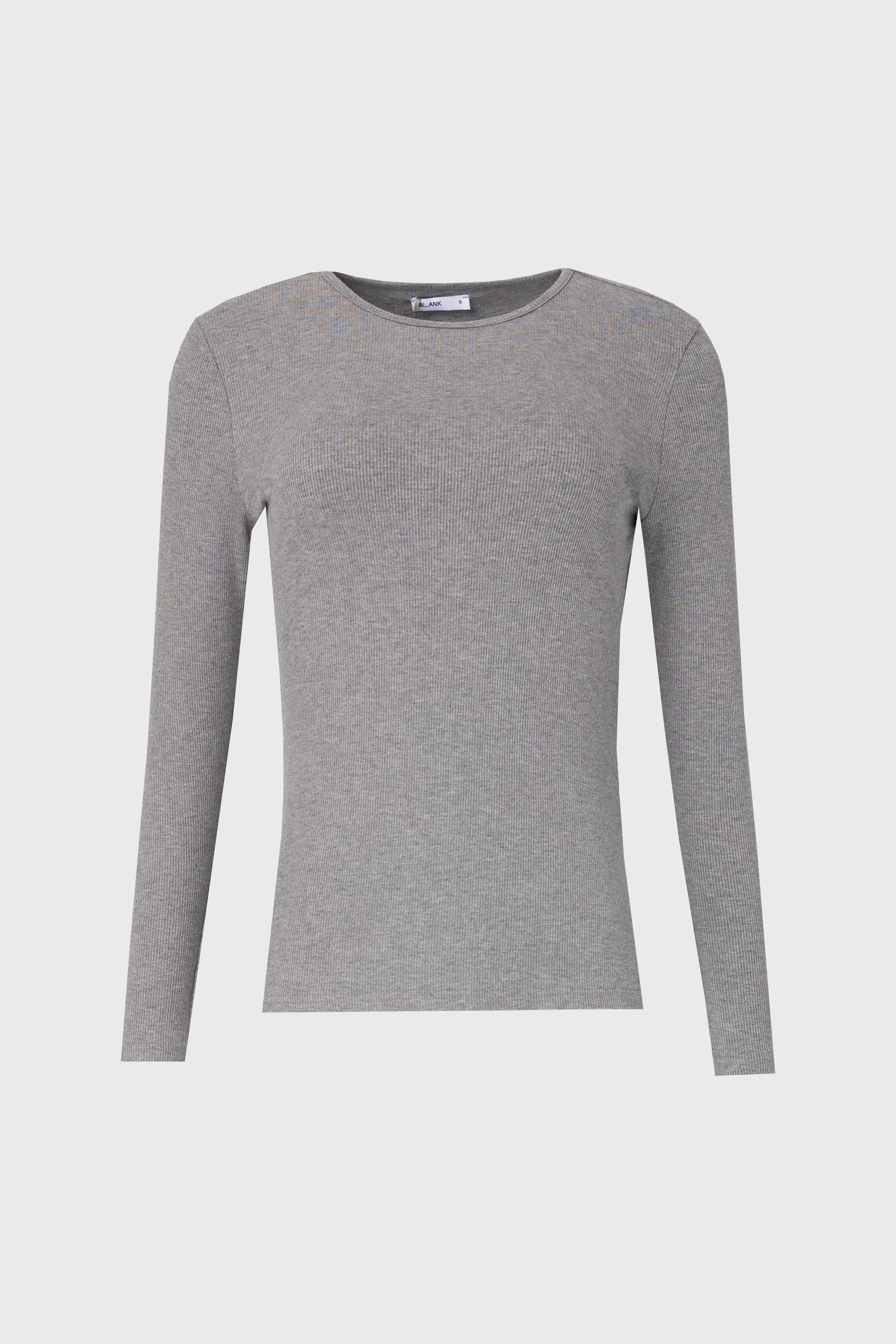 Grey Long Sleeve Ribbed Tee - Image 5