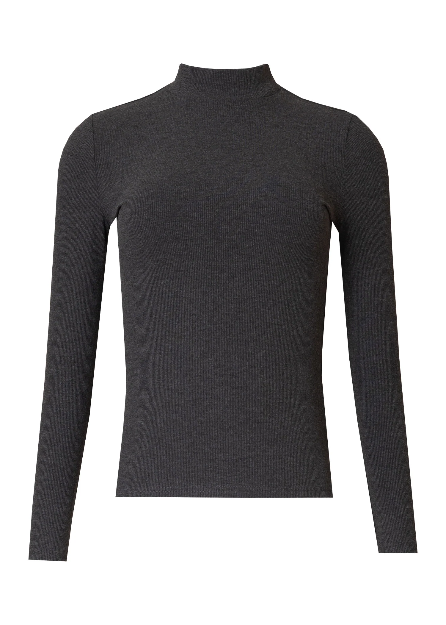 Heather Grey Ribbed Mock Neck Top - Image 5