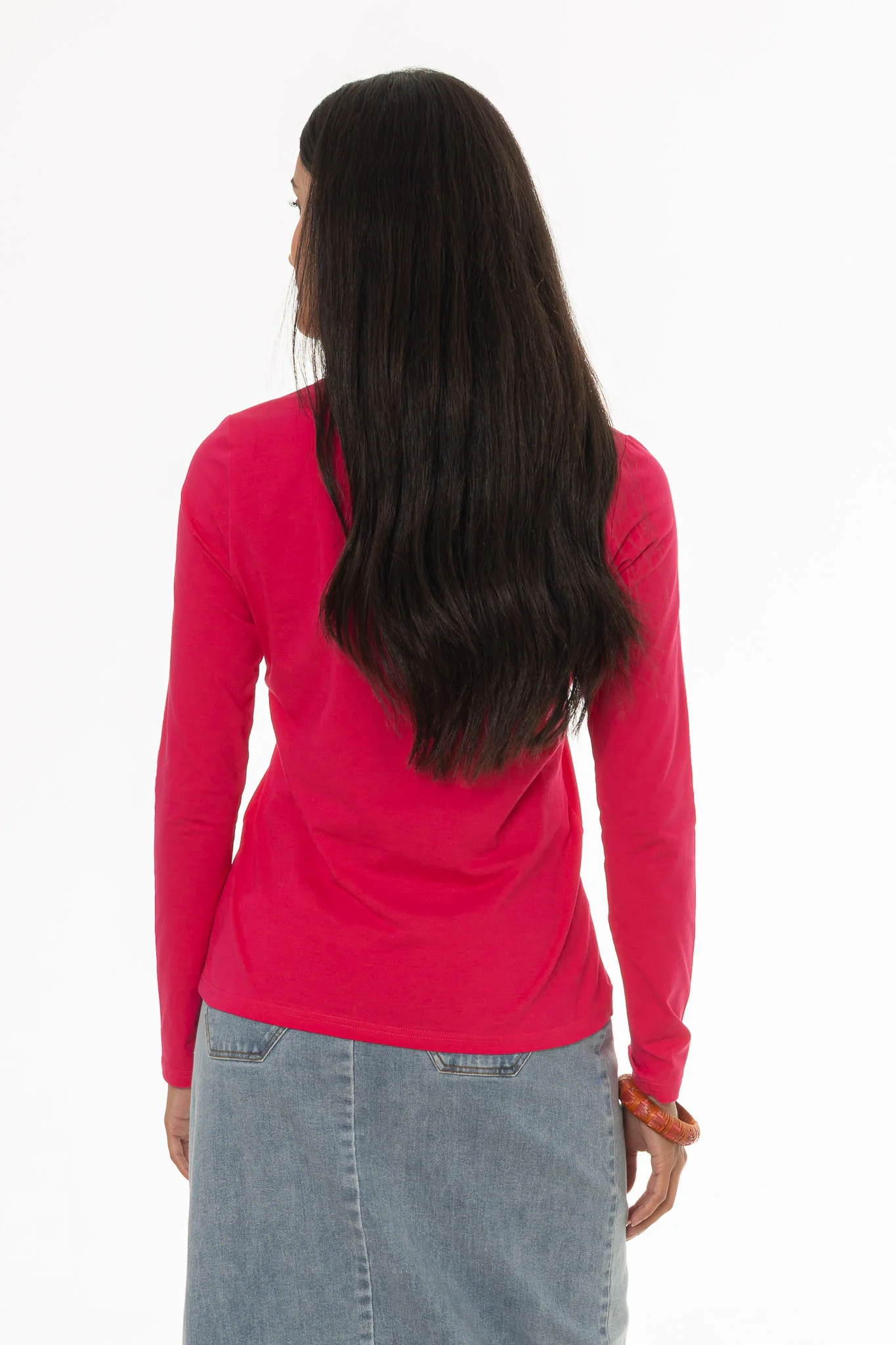 Hot Pink Crossover Neck T-Shirt - Image 4