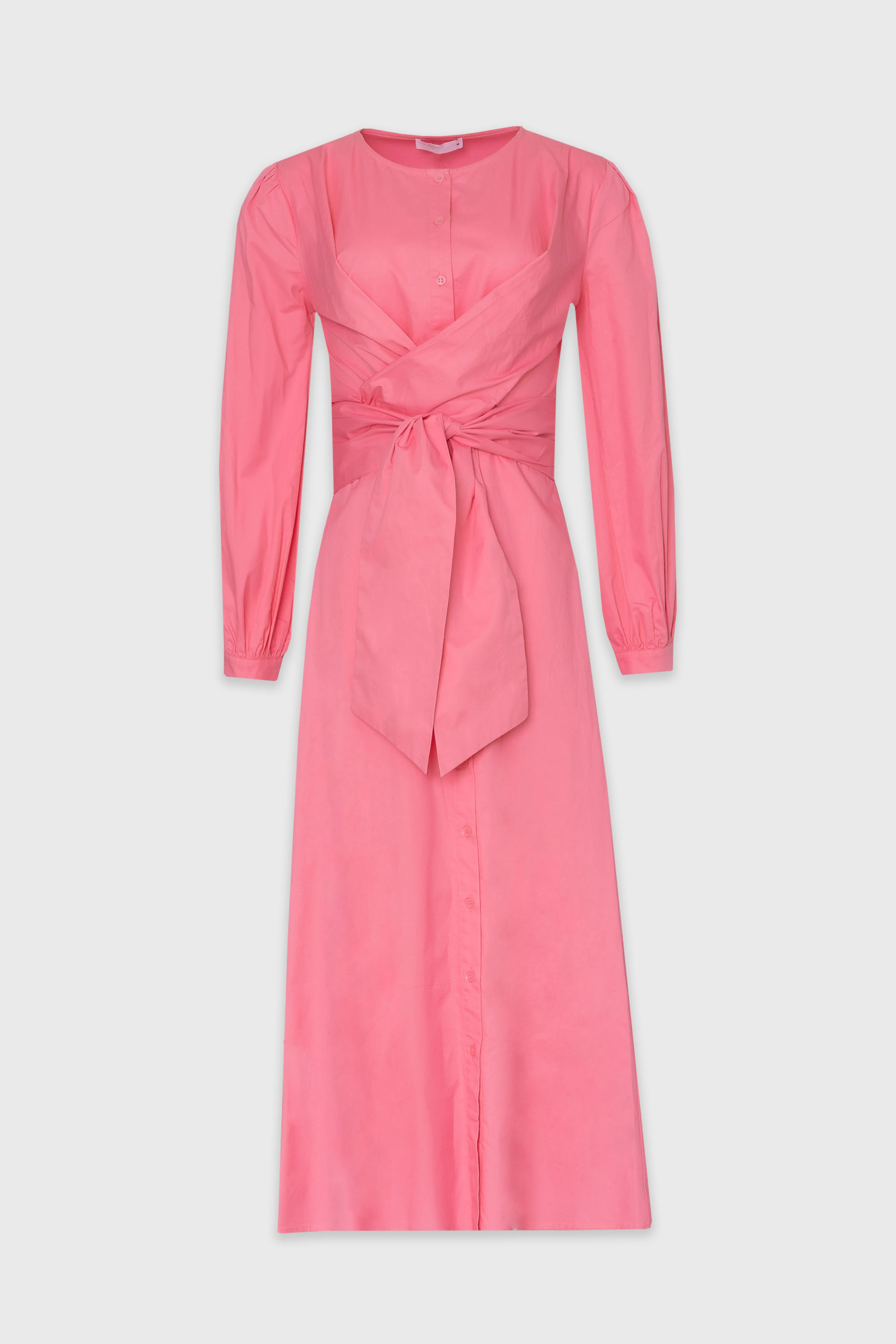Hot Pink Drape Cotton Maxi Dress - Image 6