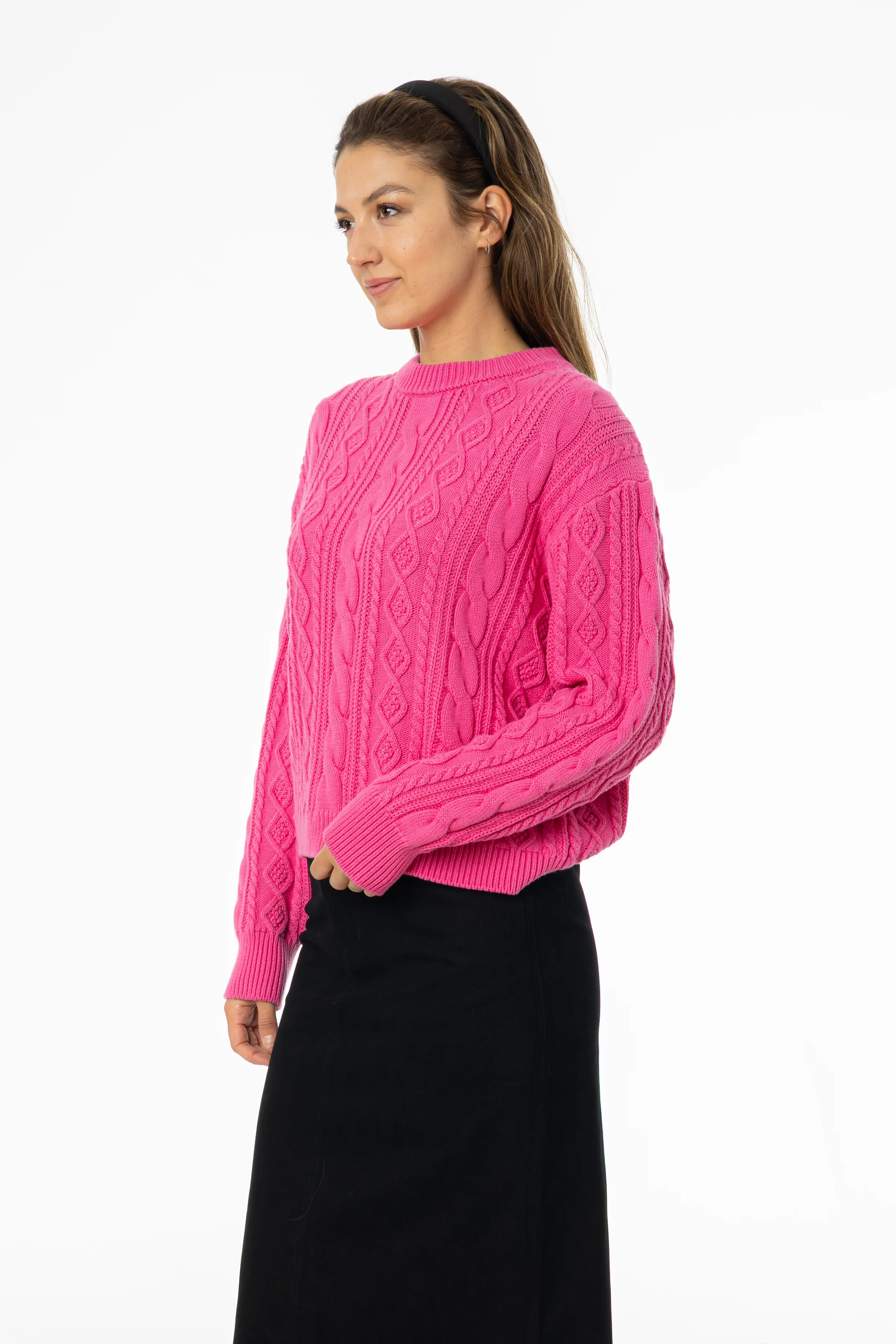 Hot Pink Tri Knit Sweater - Image 2