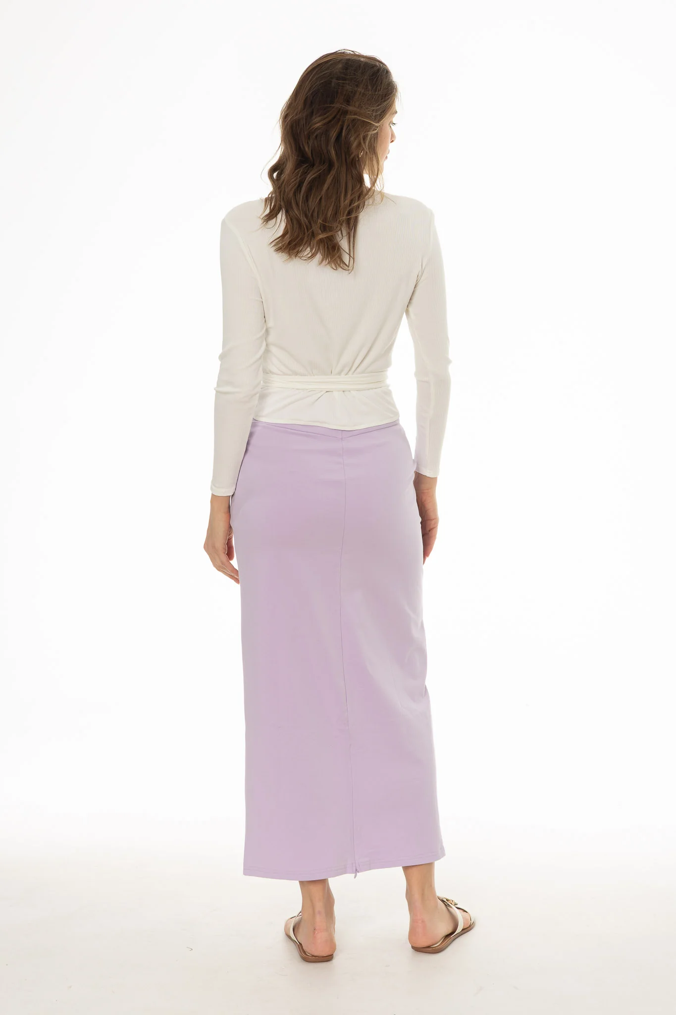 Lavender Basic Stretch Cotton Maxi Skirt - Image 4