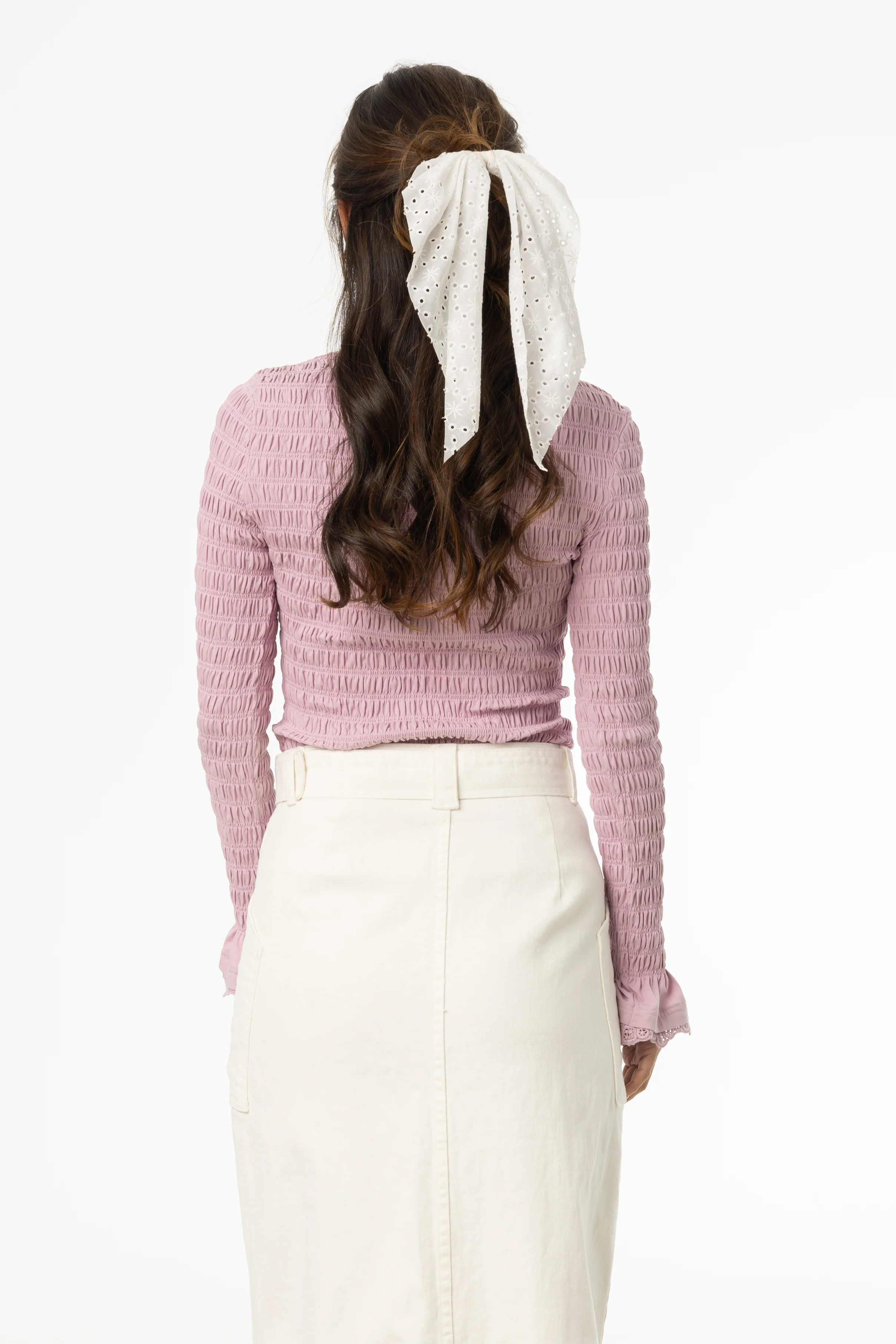 Lavender Smocked Ruffle Sleeve T-Shirt - Image 3
