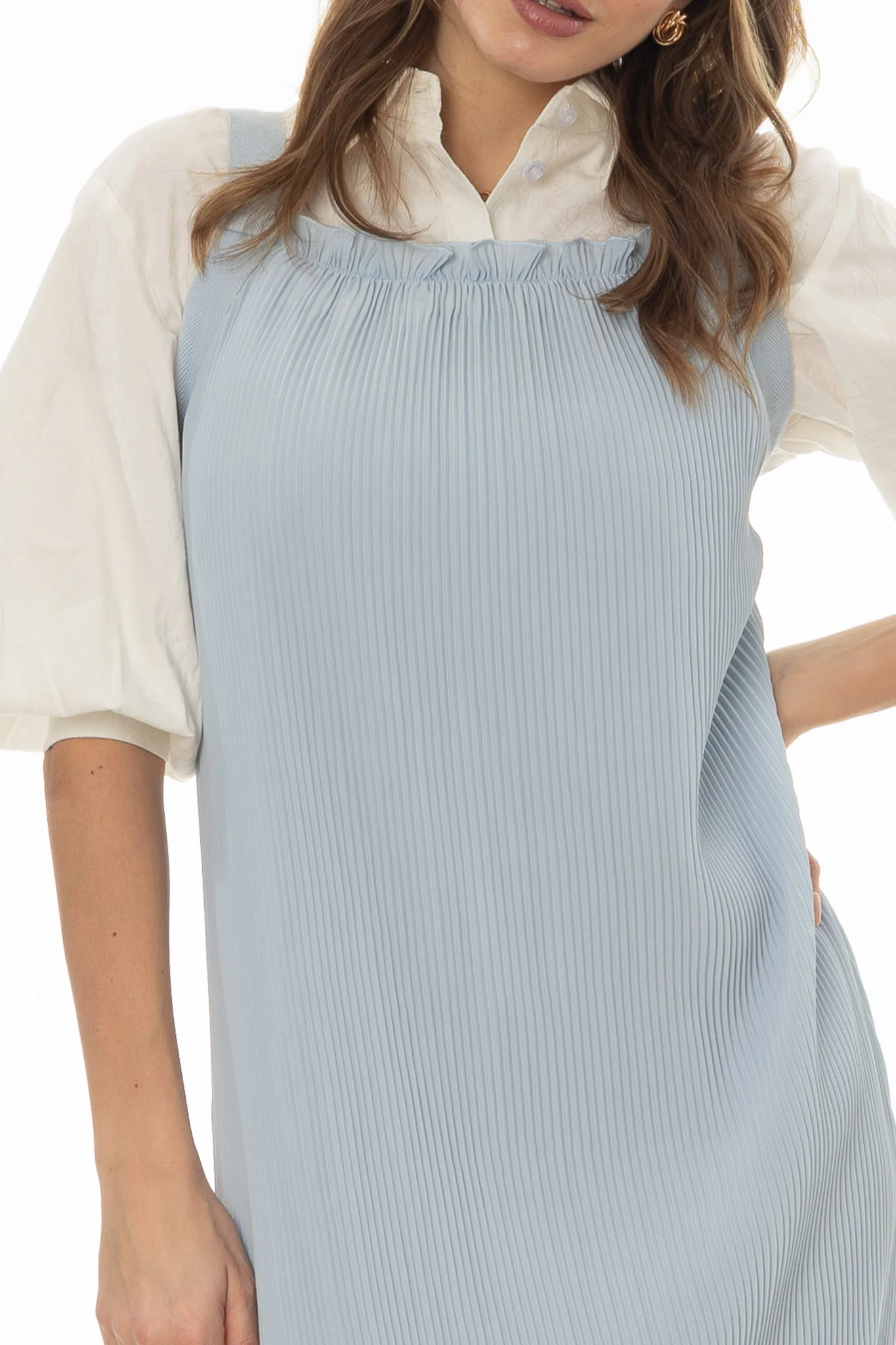 Light Blue Accordion Pleat Maxi Jumper - Image 2