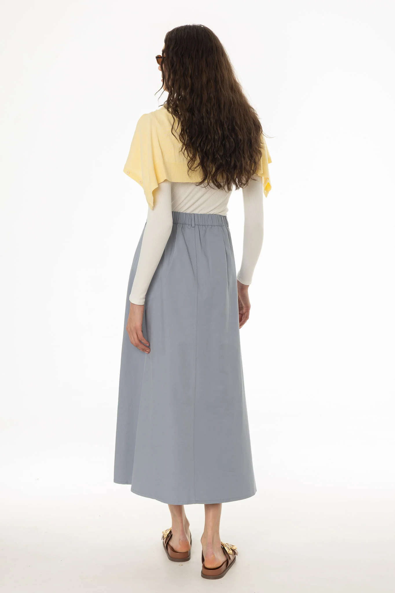 Light Blue Cargo Flare Maxi Skirt - Image 4