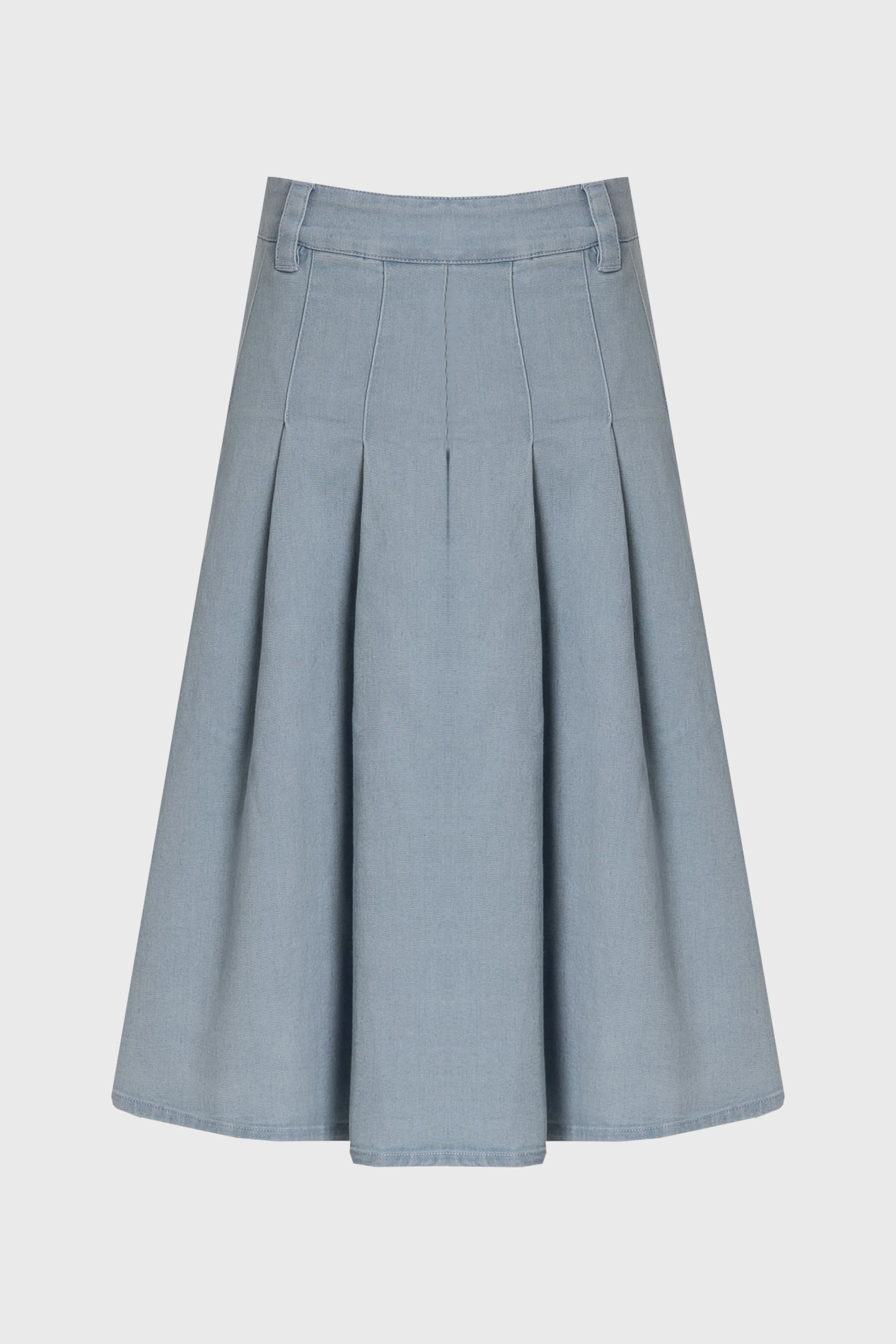 Light Blue Pleated Denim Skirt - Image 6