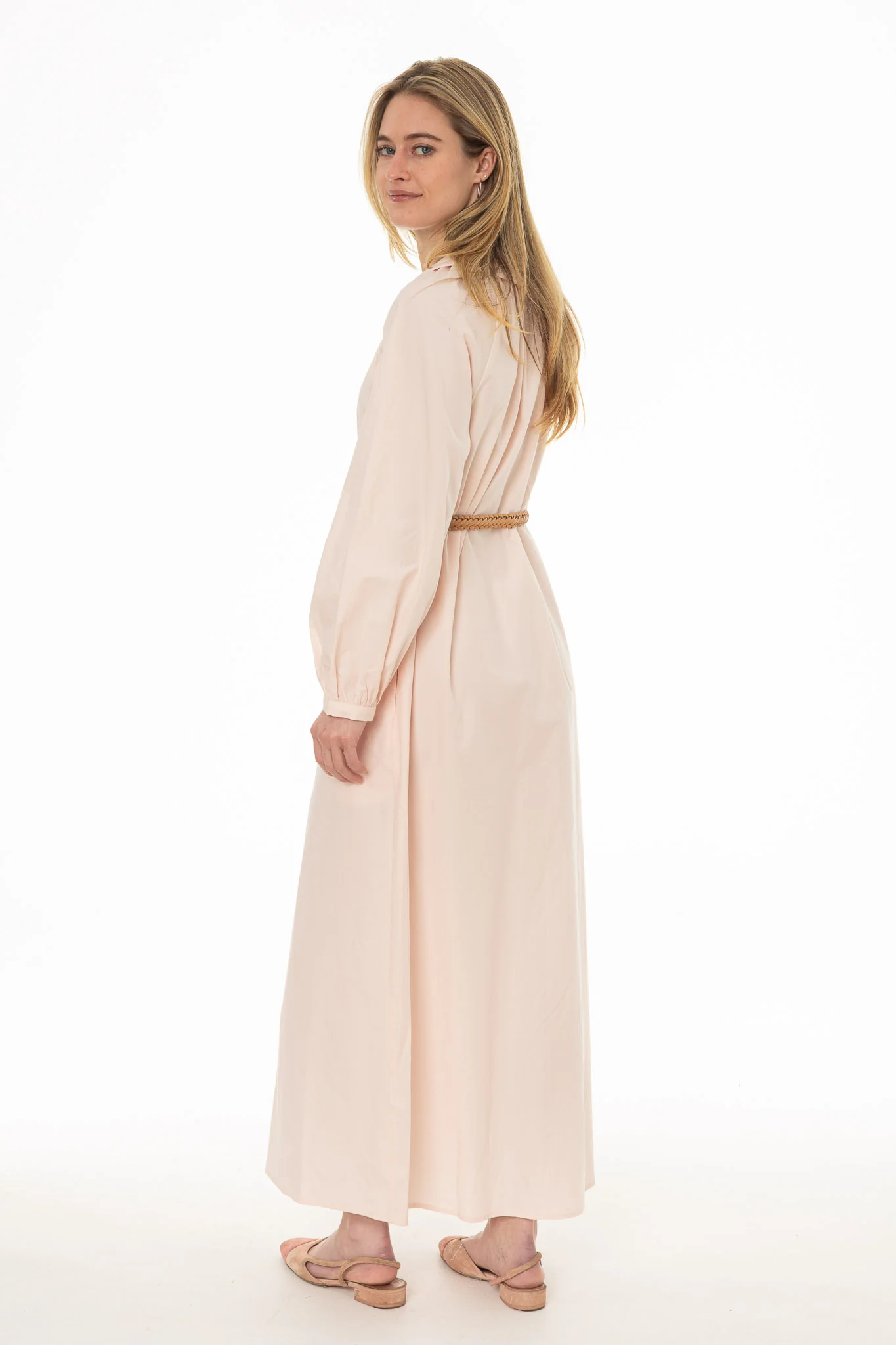 Light Pink Peter Pan Collar Shirt Dress - Image 4