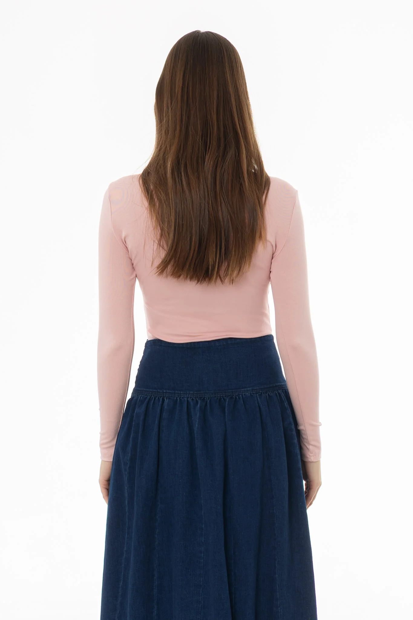 Light Pink Solid Long Sleeve T-Shirt - Image 4