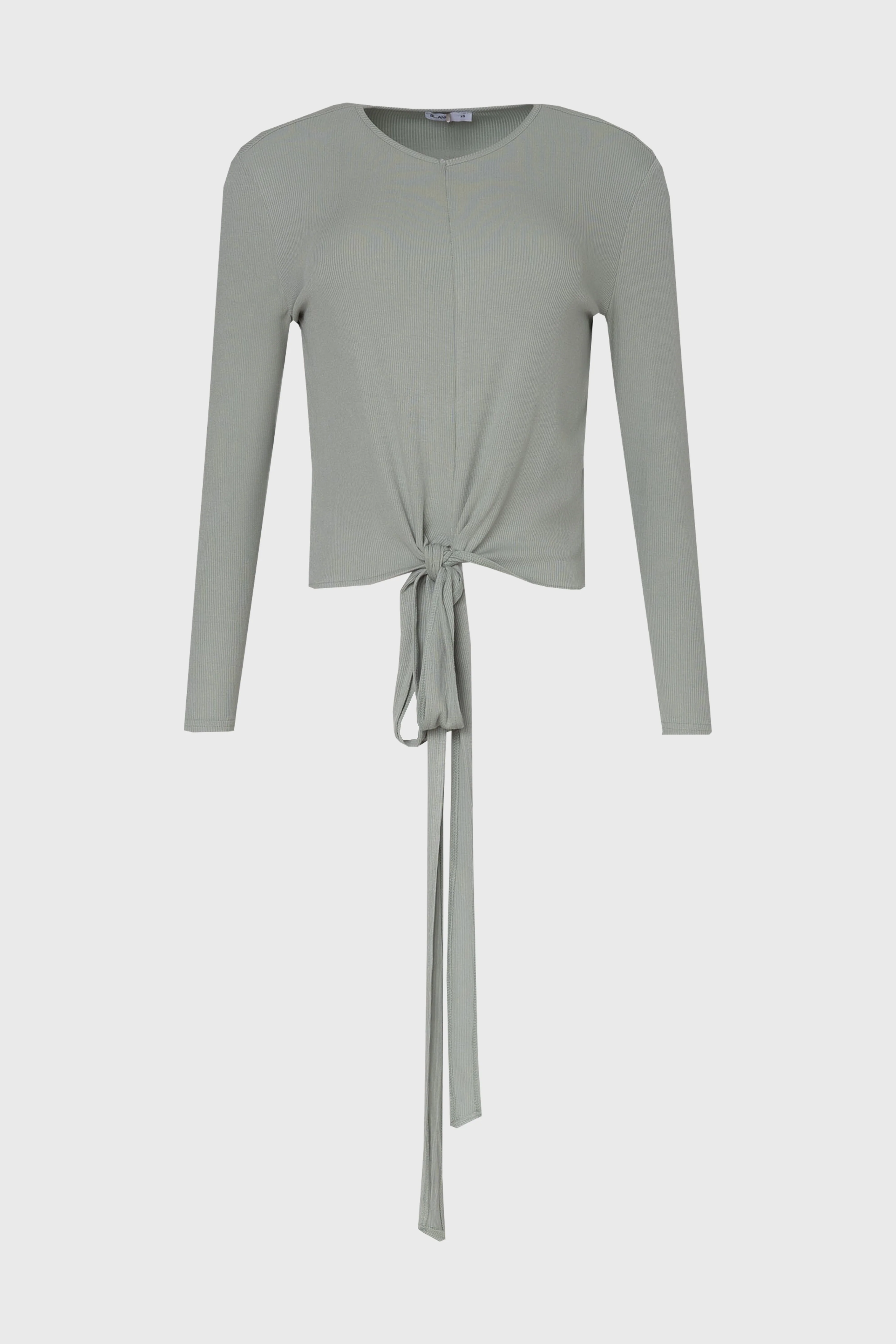 Light Sage Ribbed Tie T-Shirt - Image 6