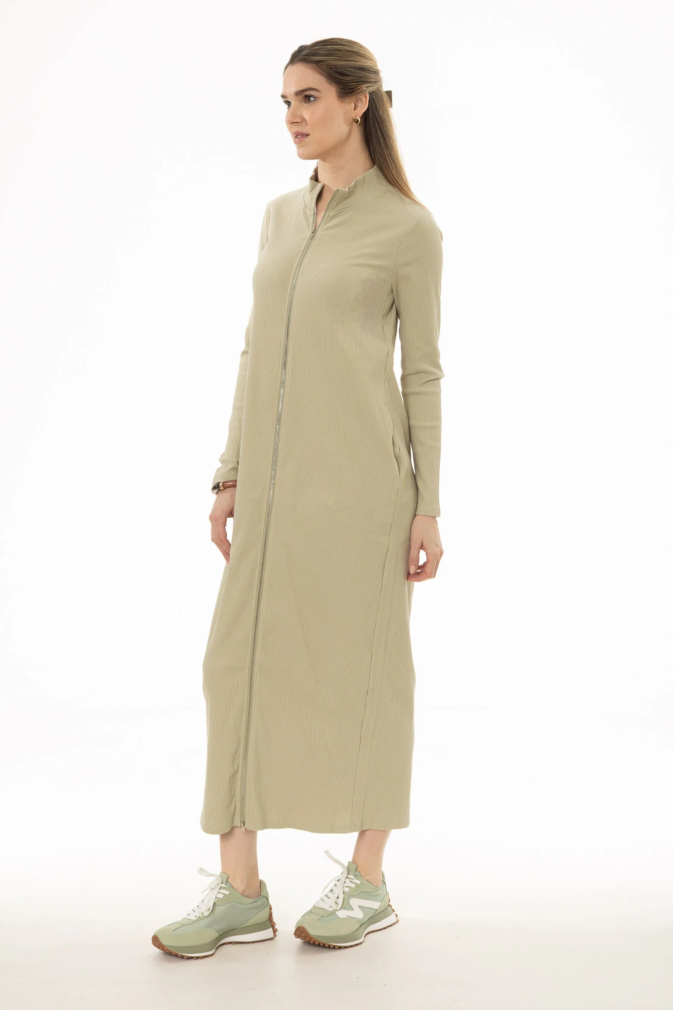 Sage Zipper Maxi Dress - Image 3
