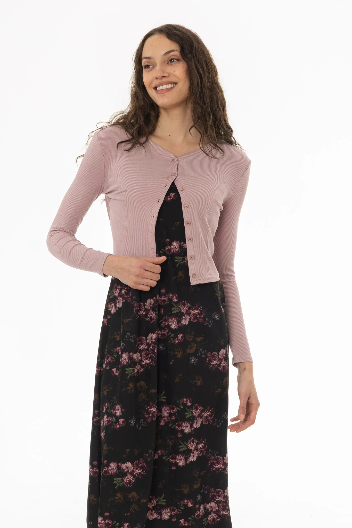 Mauve Basic Cardigan