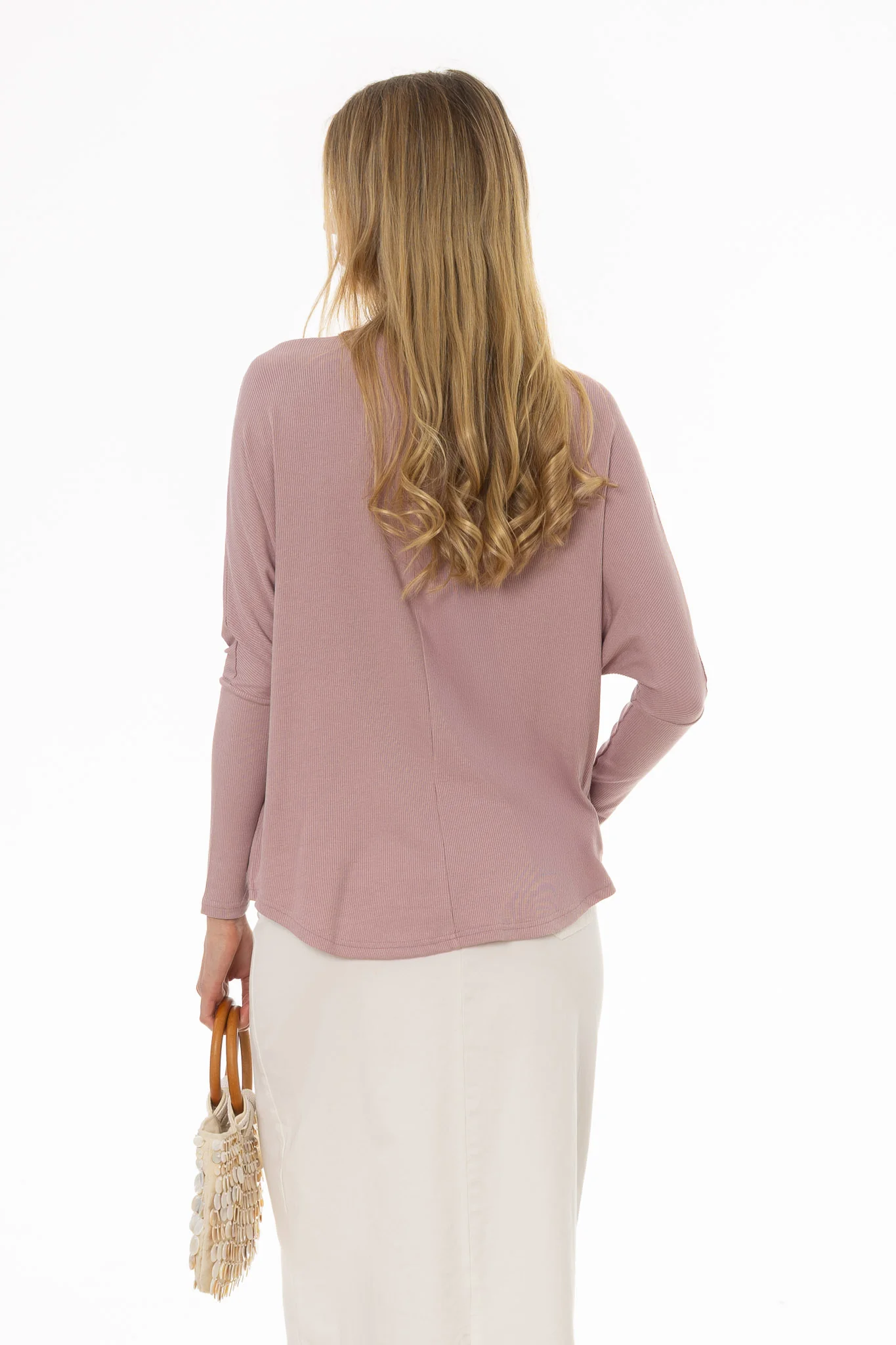 Mauve Henley Dolman T-Shirt - Image 4