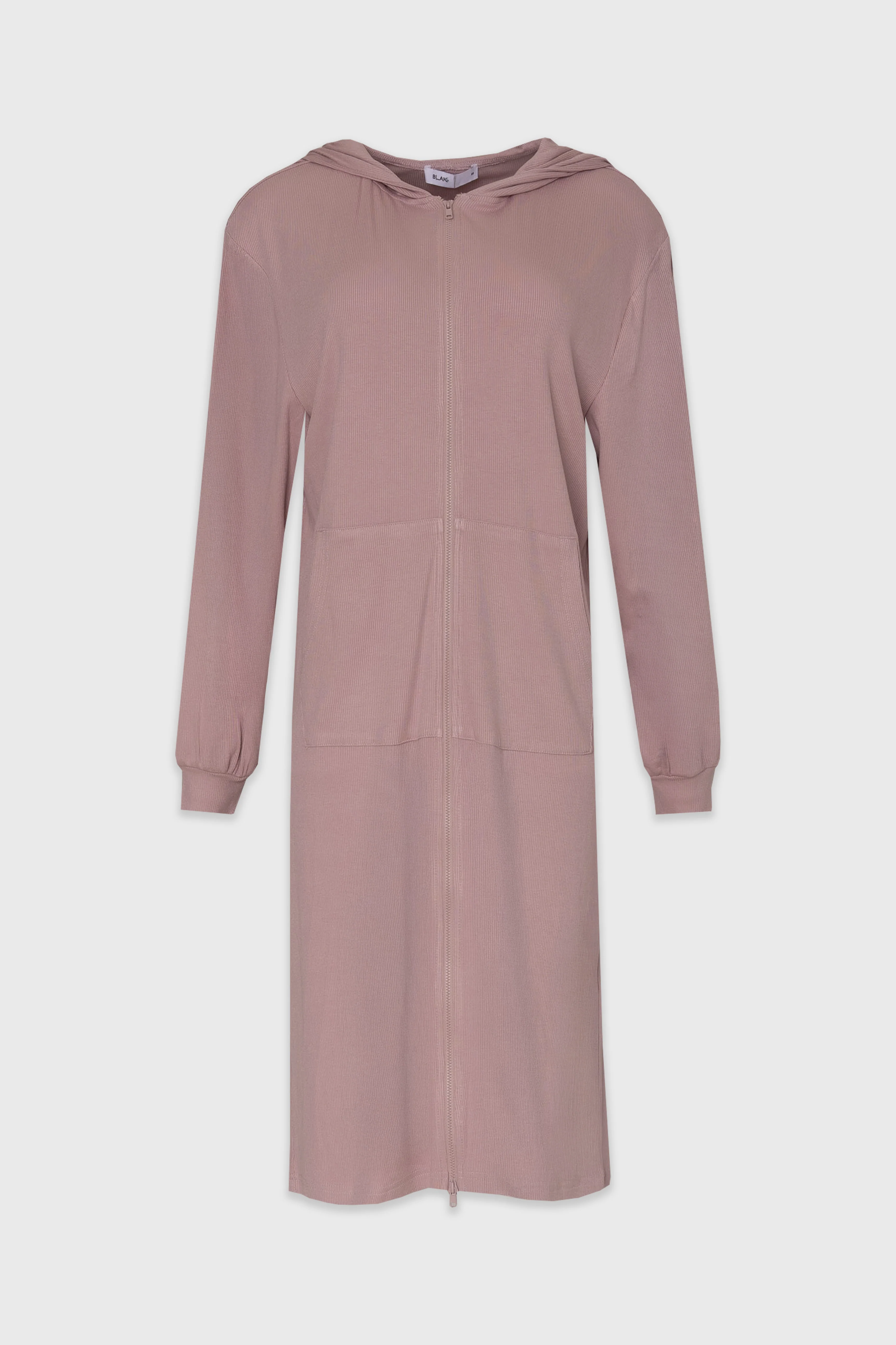 Mauve Ribbed Sweatshirt Dress - Image 6