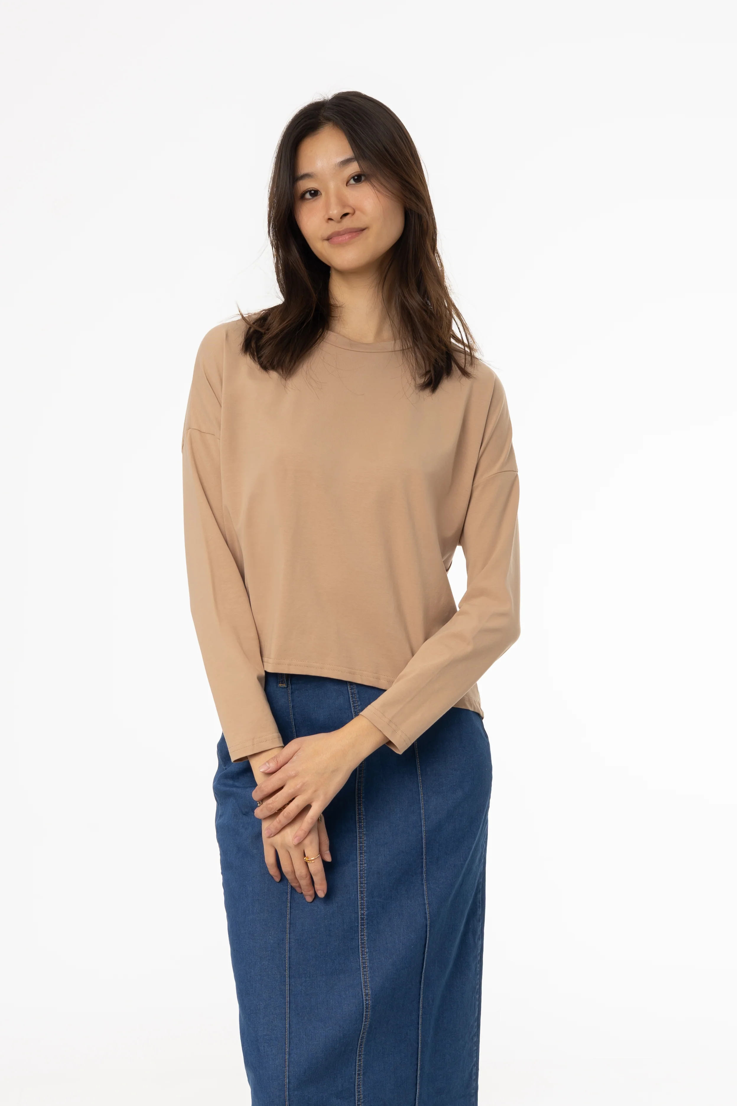 Mocha Dolman Long Sleeve T-Shirt