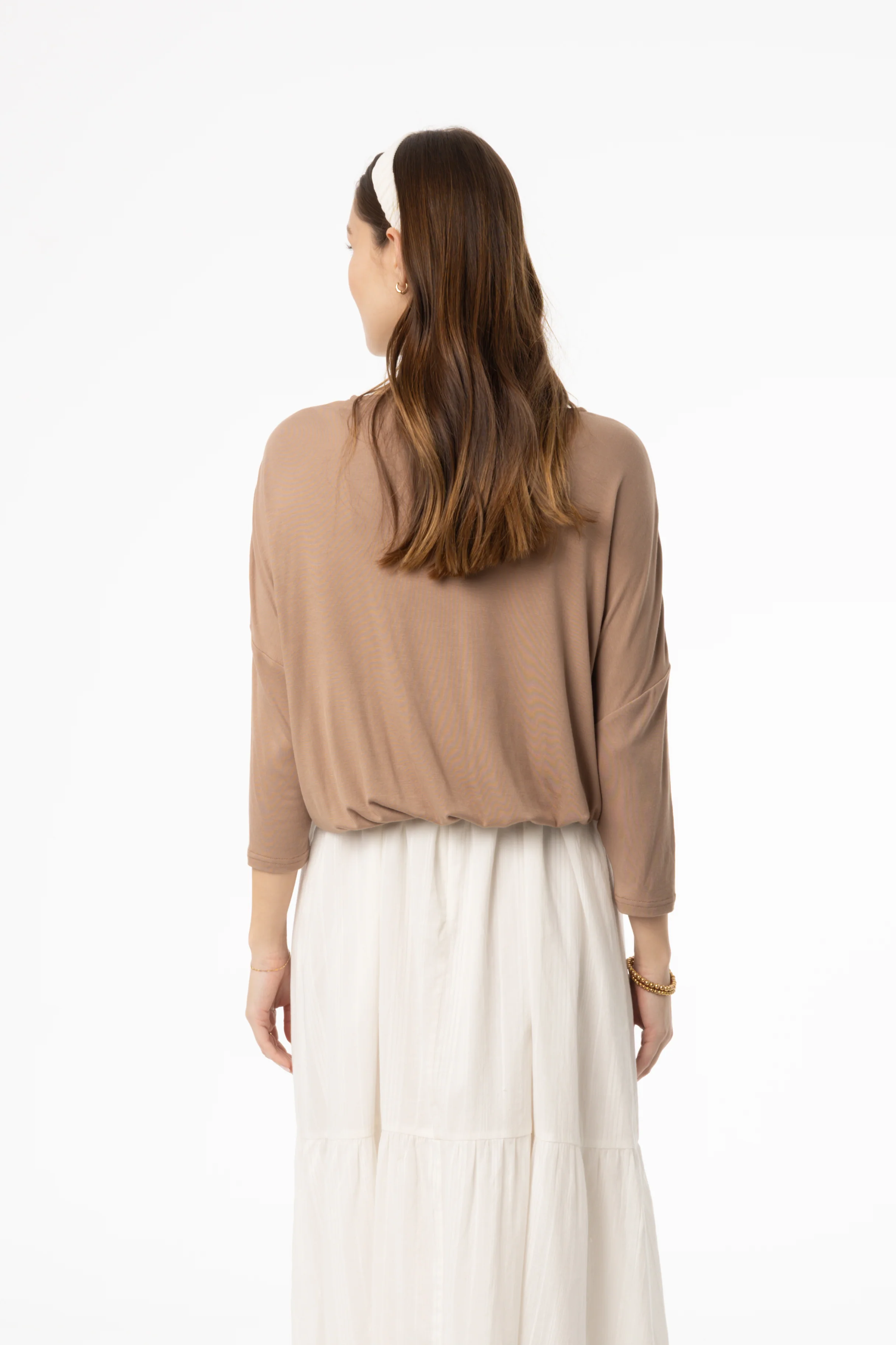 Mocha Dolman Tie Knot Tee - Image 3
