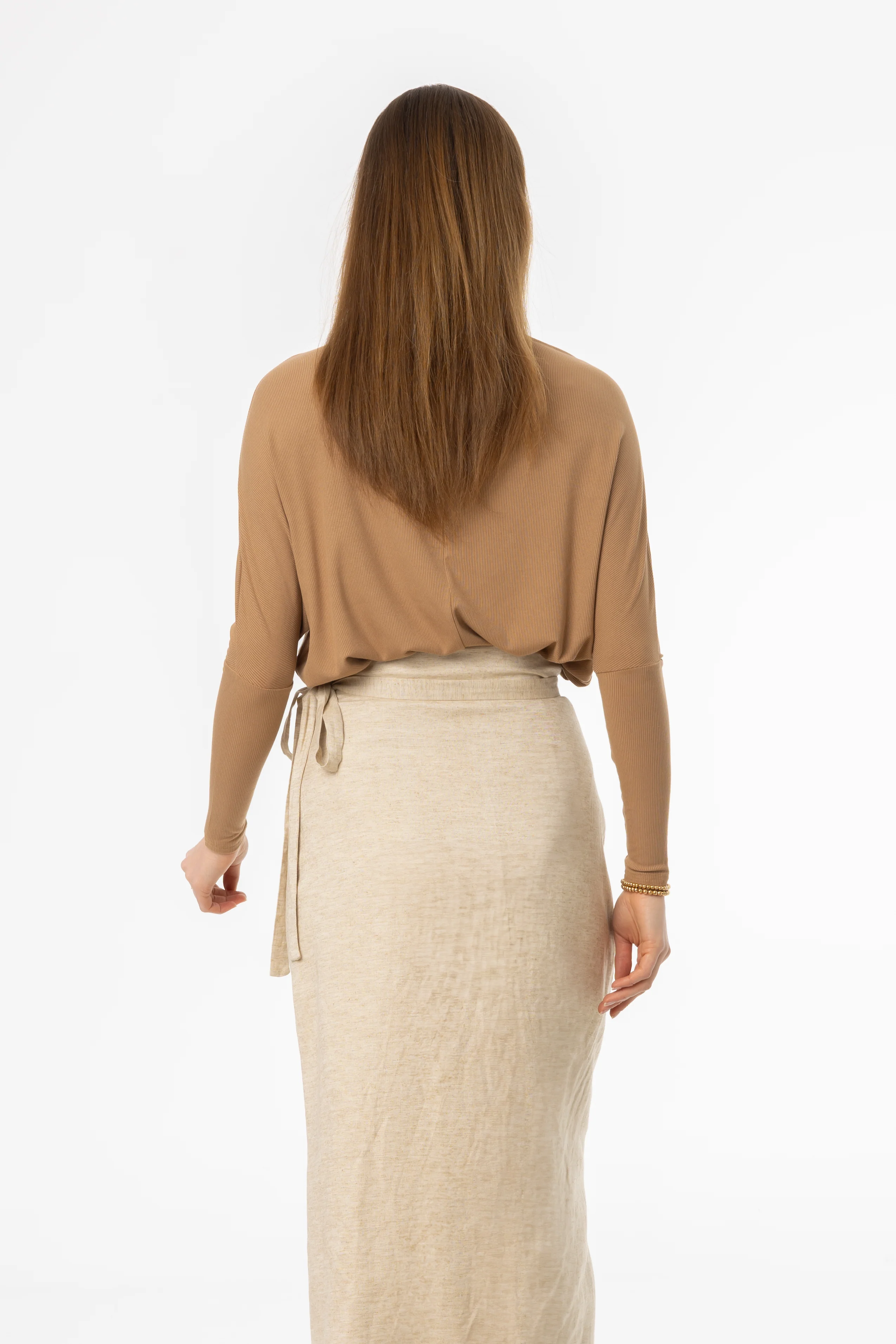 Mocha Henley Dolman T-Shirt - Image 3