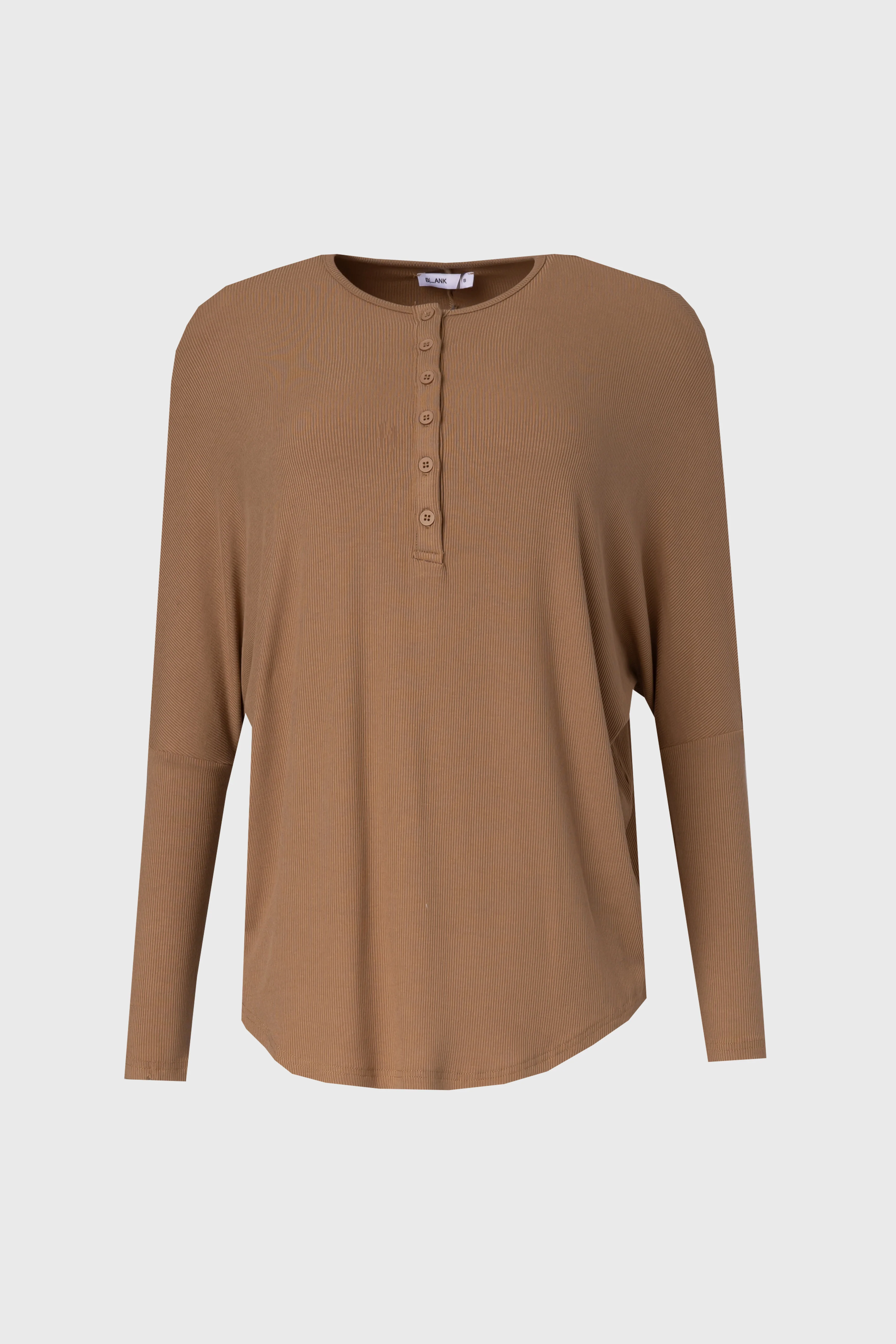Mocha Henley Dolman T-Shirt - Image 5