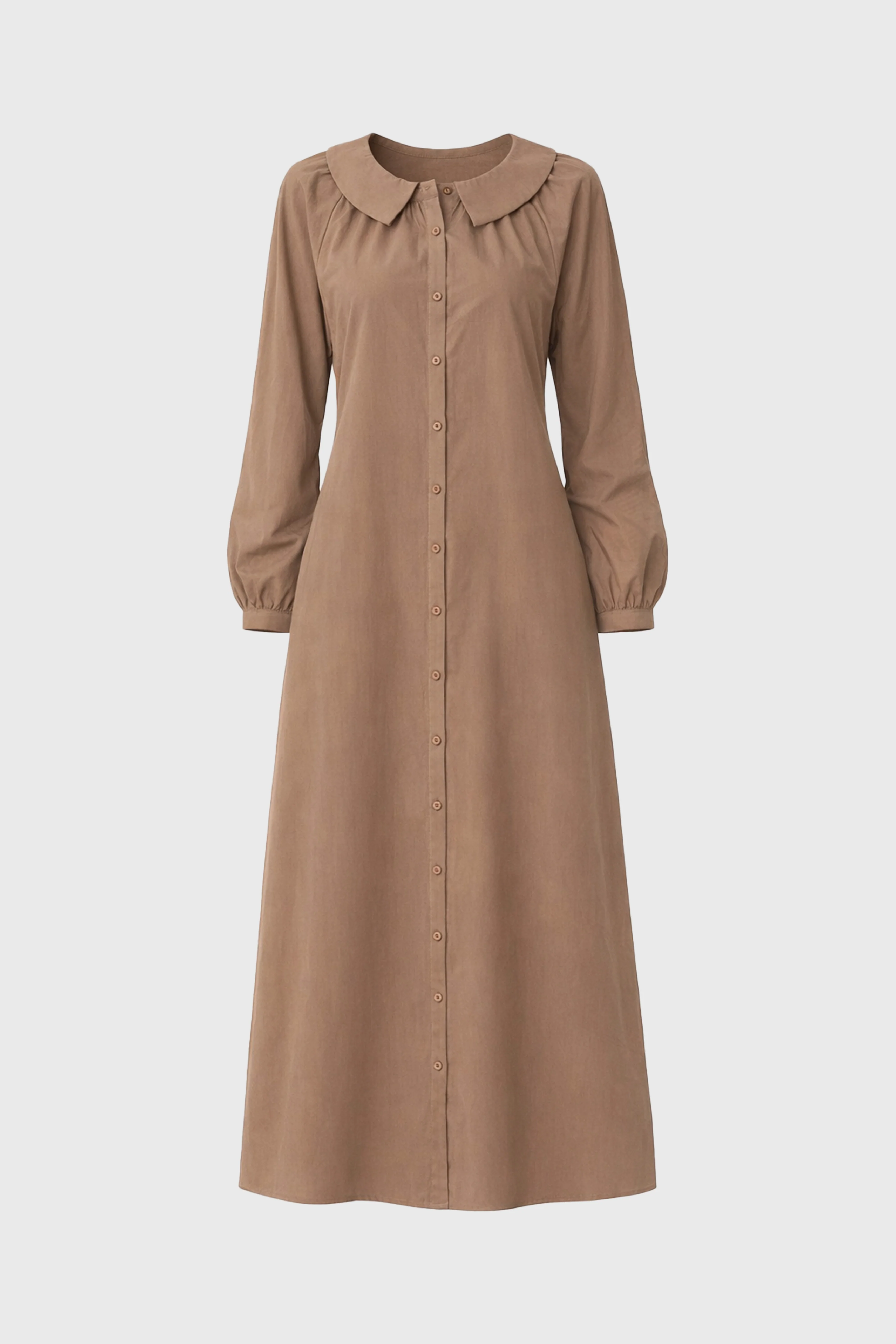 Mocha Peter Pan Collar Shirt Dress - Image 6