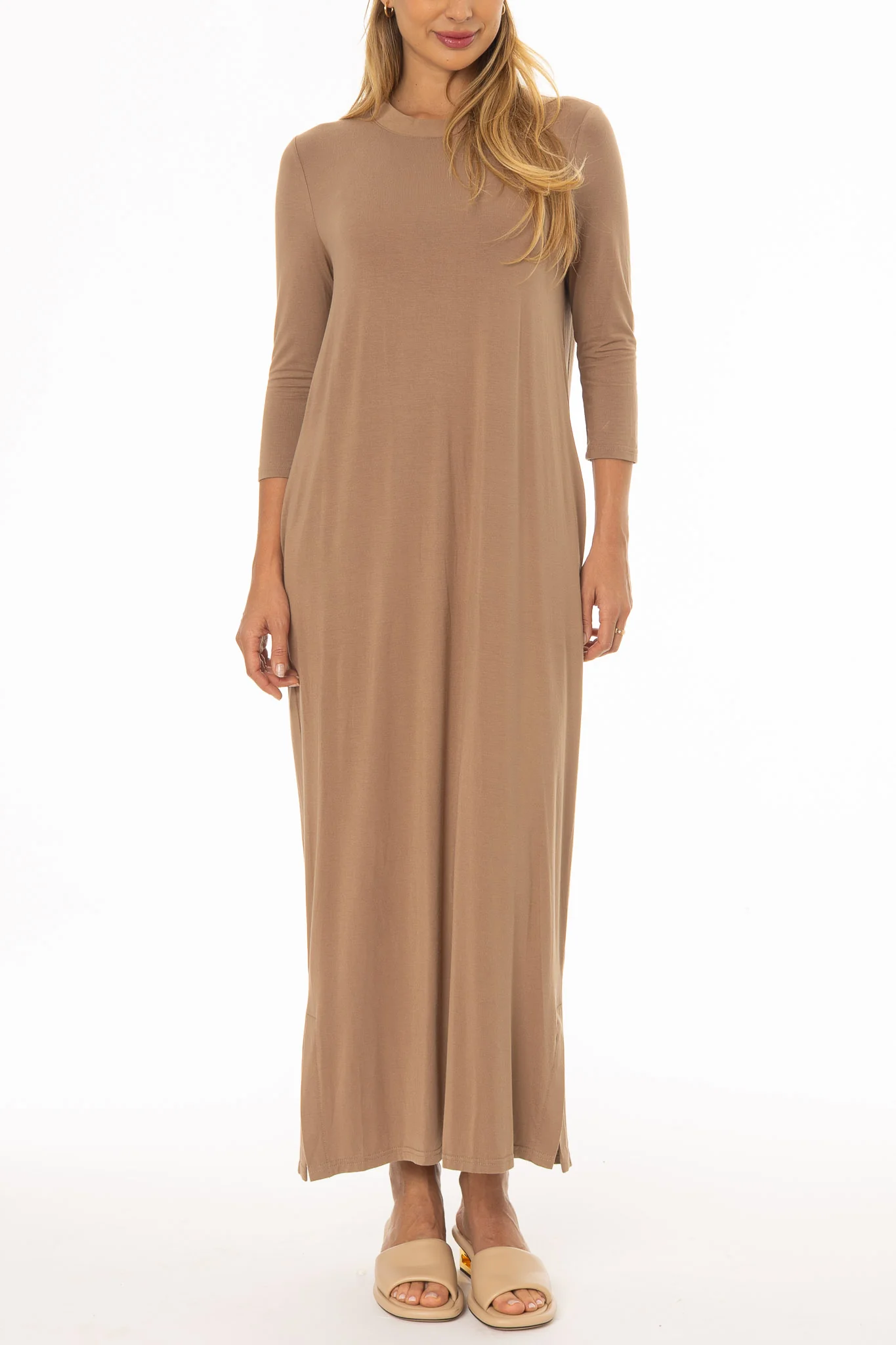 Mocha Side Slit Maxi Dress - Image 5